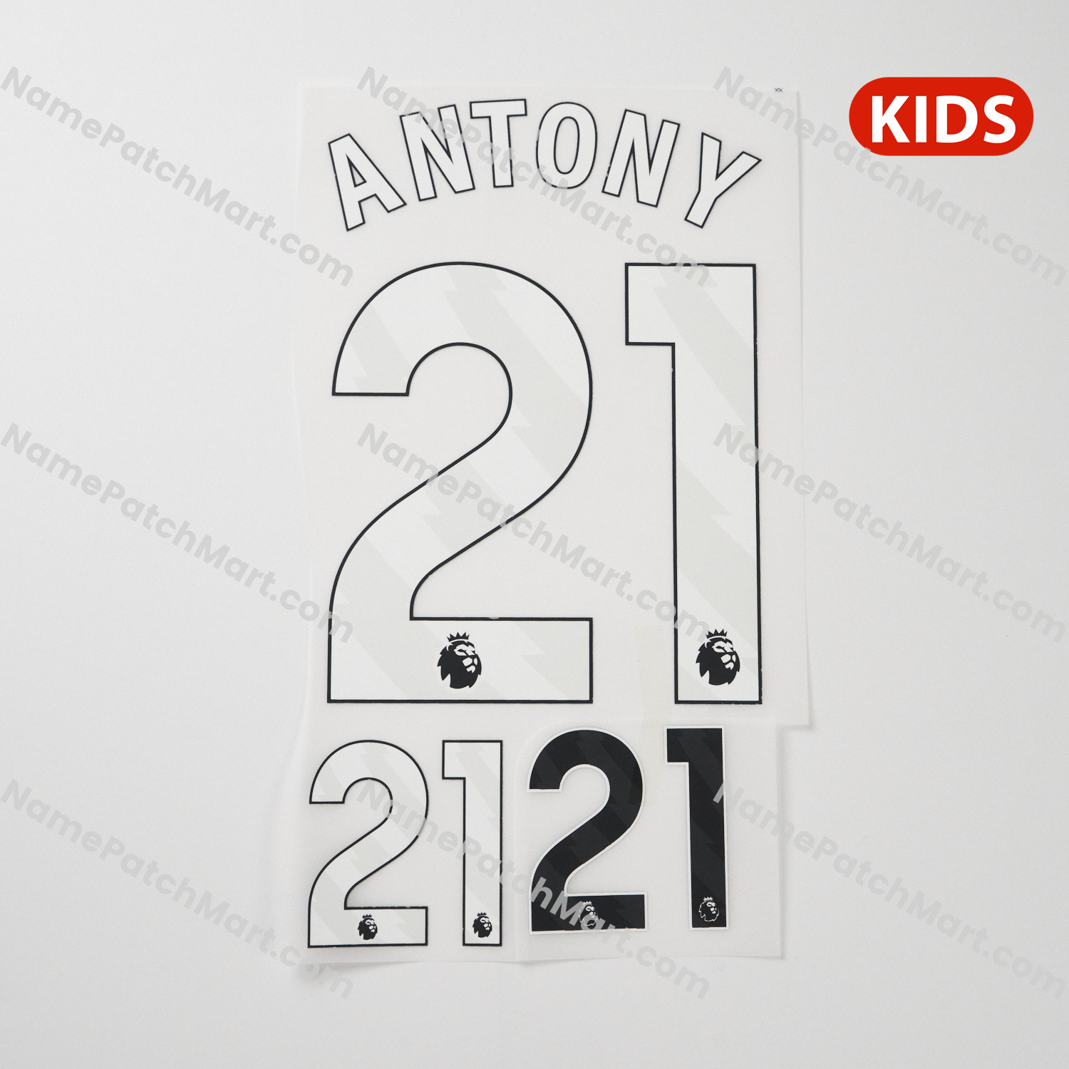 KIDS Antony #21 (Premier League) - Manchester United 25-26 Home  | Name Number Set - NamePatchMart.COM