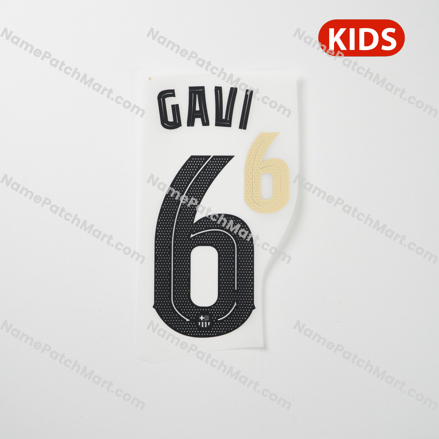 KIDS Gavi #6 (Champions League) - Barcelona 25-26 Away  | Name Number Set - NamePatchMart.COM