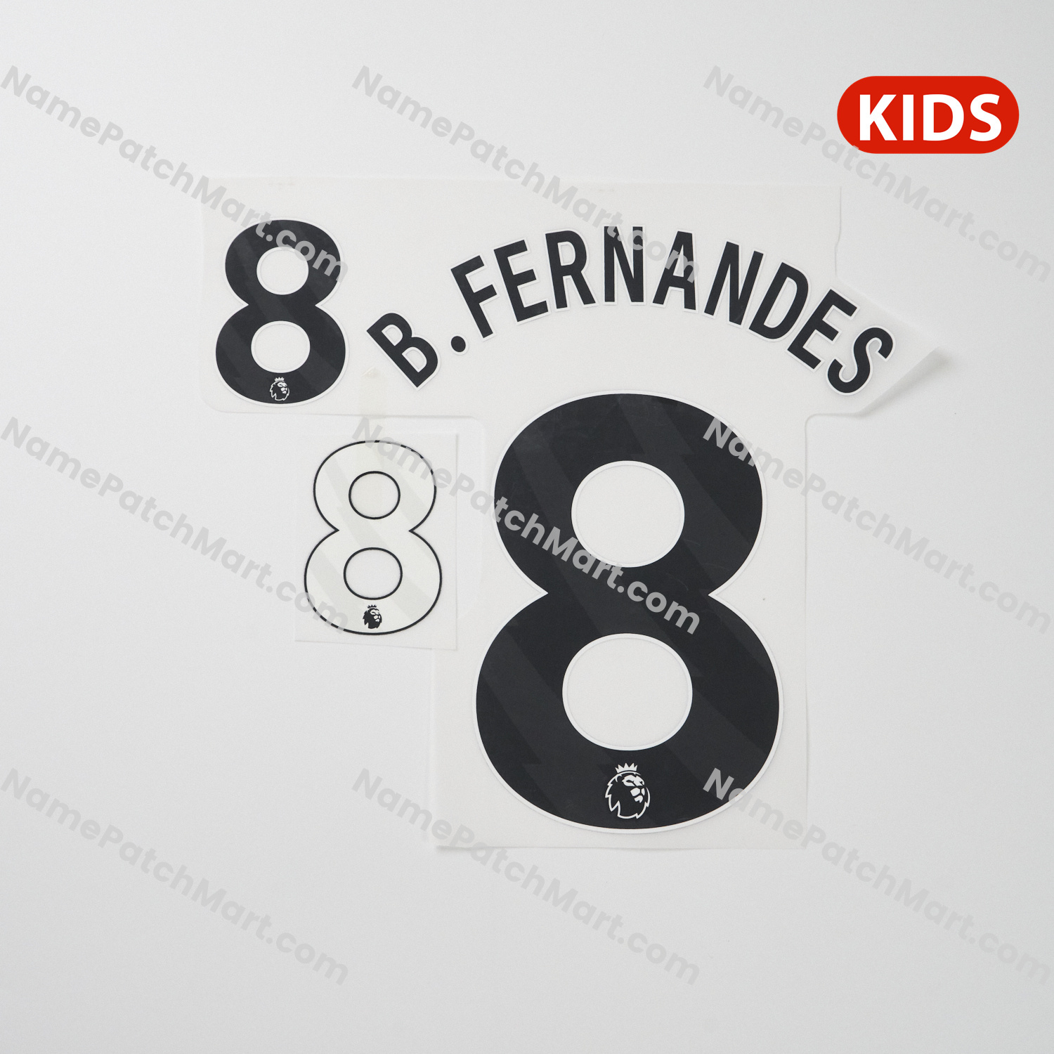KIDS B.Fernades #8 (Premier League) - Manchester United 25-26 Away  | Name Number Set - NamePatchMart.COM