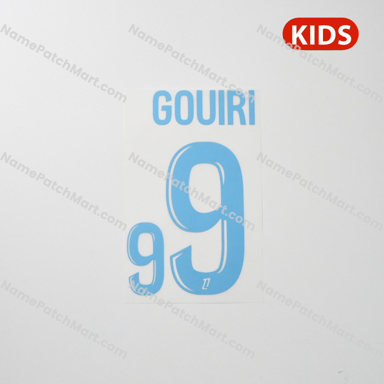 Gouiri #9 (Ligue 1) - Marseille25-26Home KIDS  | Name Number Set - NamePatchMart.COM