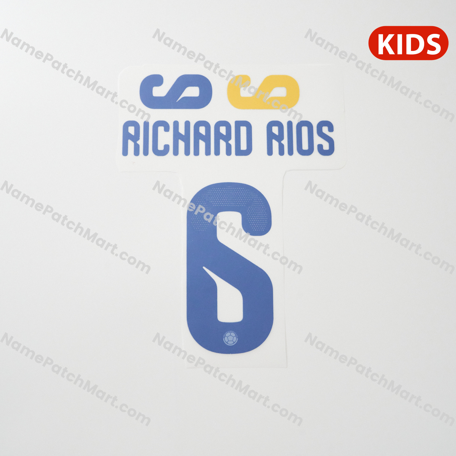 Richard Ríos #6 (World Cup 26) - Colombia 2026 Home KIDS  | Name Number Set - NamePatchMart.COM