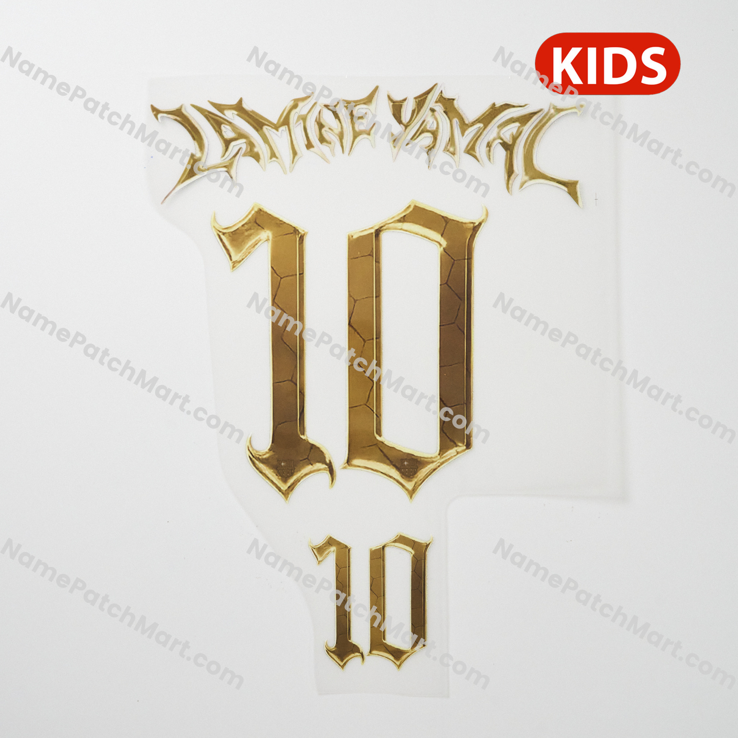 KIDS Lamine Yamal #10 - Barcelona 25-26 Golden Special  | Name Number Set - NamePatchMart.COM