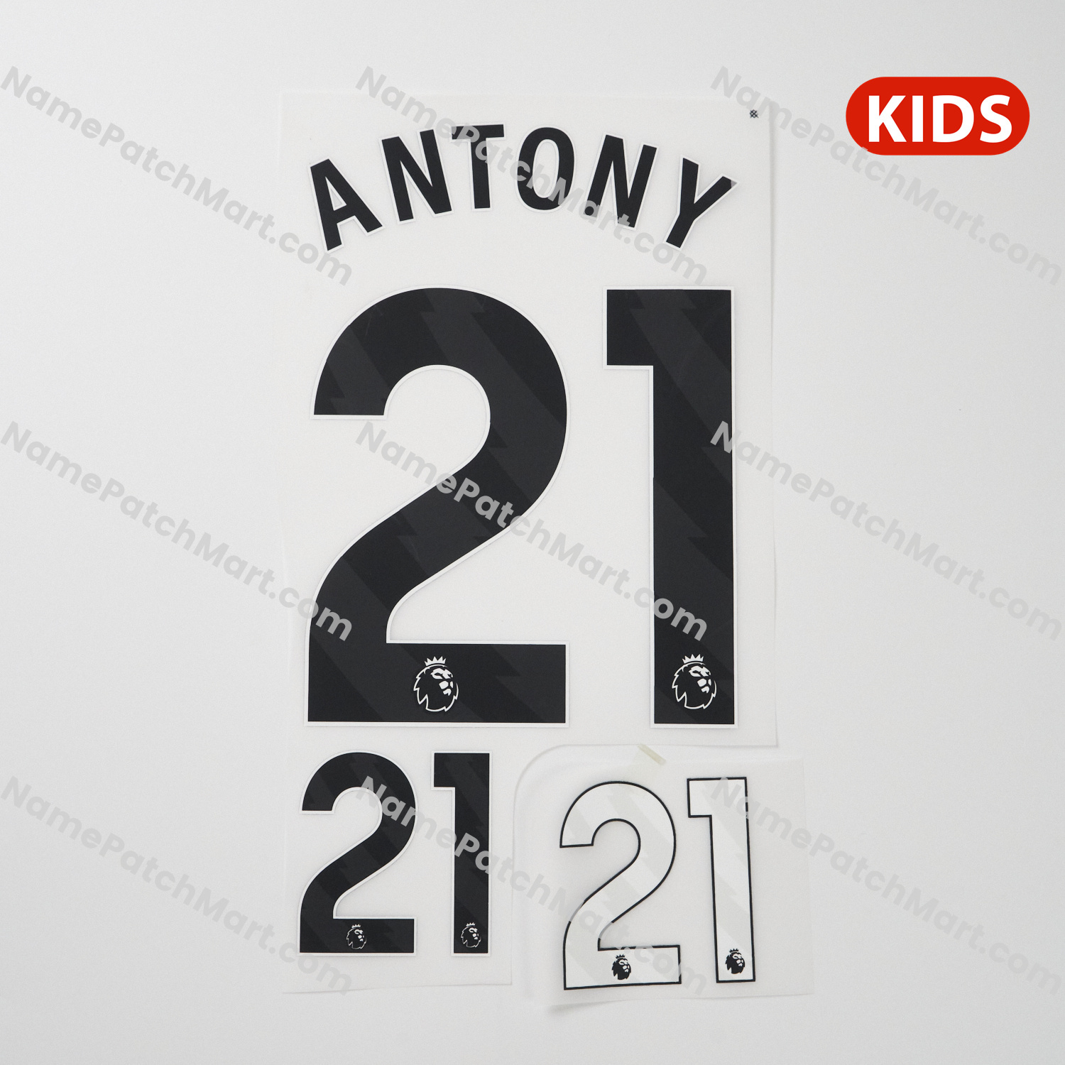KIDS Antony #21 (Premier League) - Manchester United 25-26 Away  | Name Number Set - NamePatchMart.COM