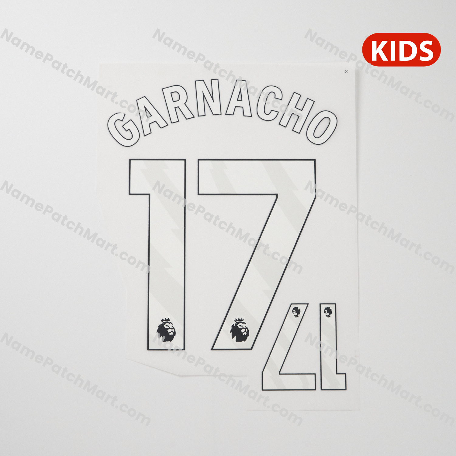 KIDS Carnacho #17 (Premier League) - Manchester United 25-26 Home  | Name Number Set - NamePatchMart.COM