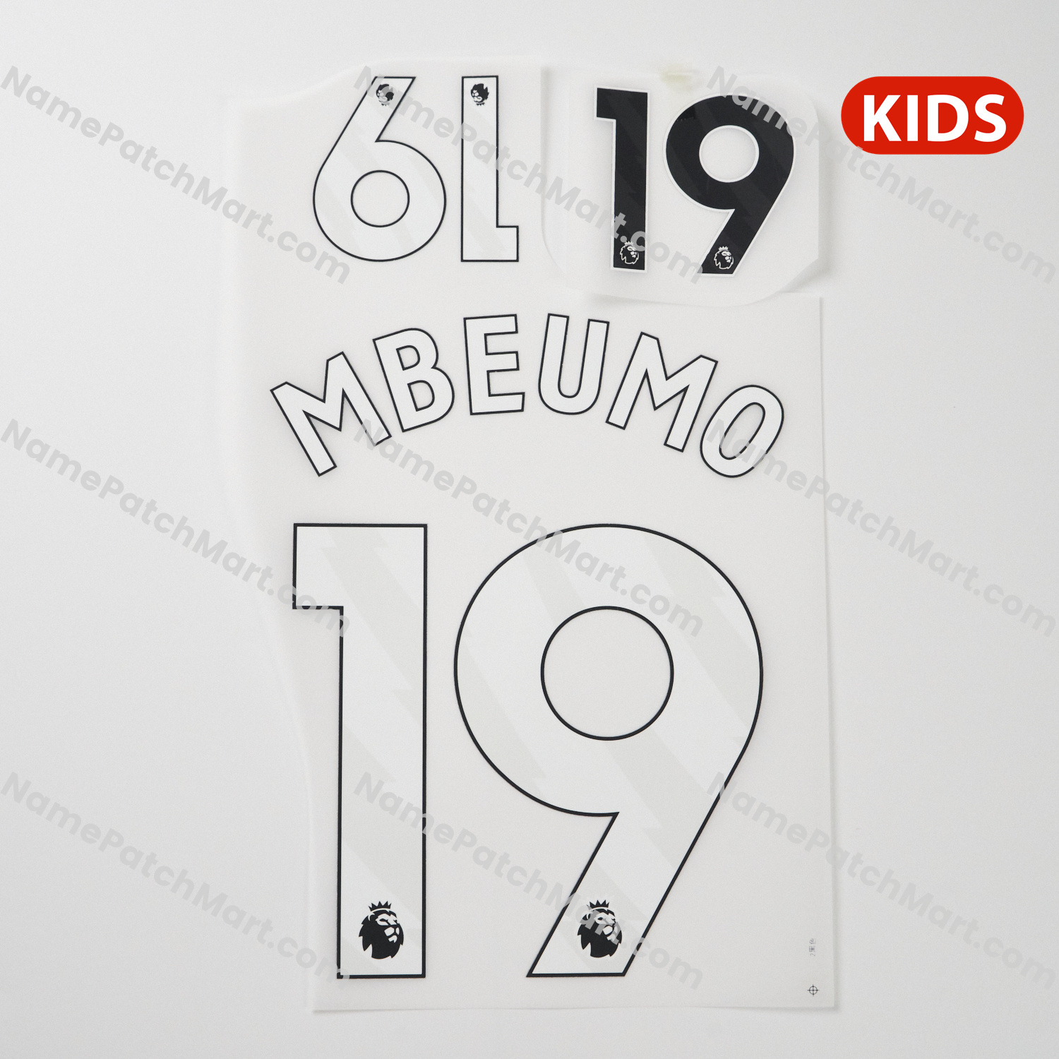 KIDS Mbeumo #19 (Premier League) - Manchester United 25-26 Home  | Name Number Set - NamePatchMart.COM