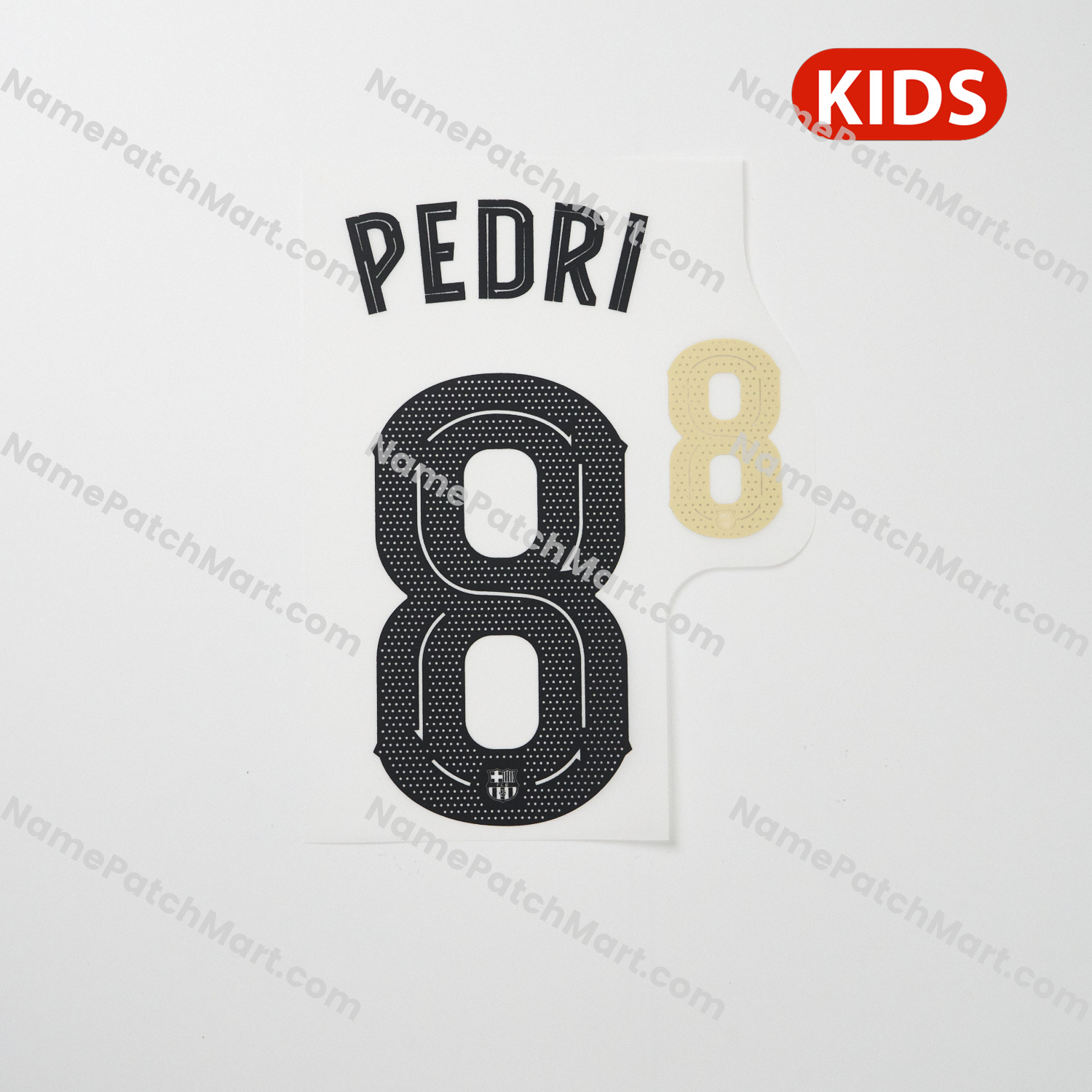 KIDS Pedri #8 (Champions League) - Barcelona 25-26 Away  | Name Number Set - NamePatchMart.COM