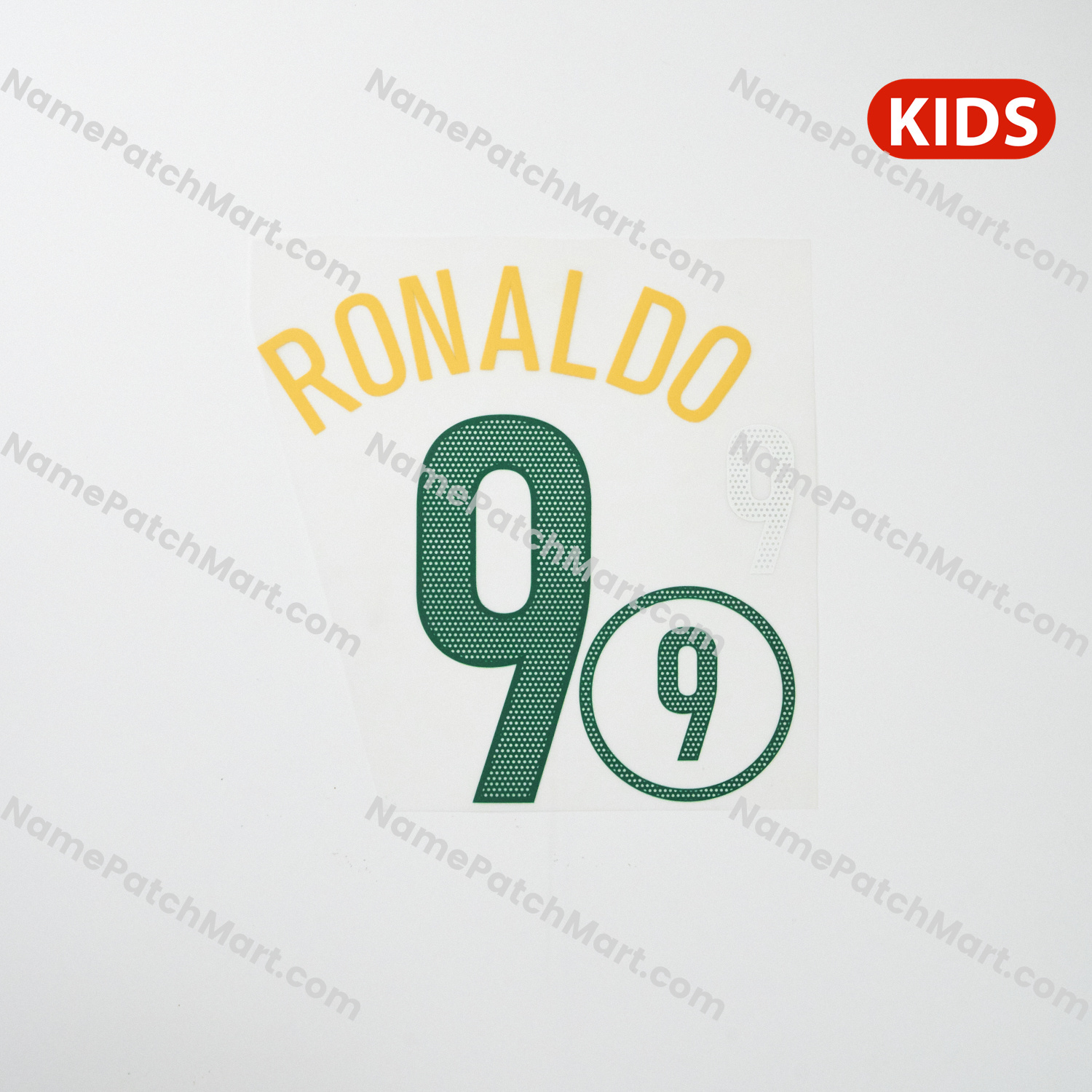KIDS Ronaldo #9 - Brazil 2004 Home  | Name Number Set - NamePatchMart.COM