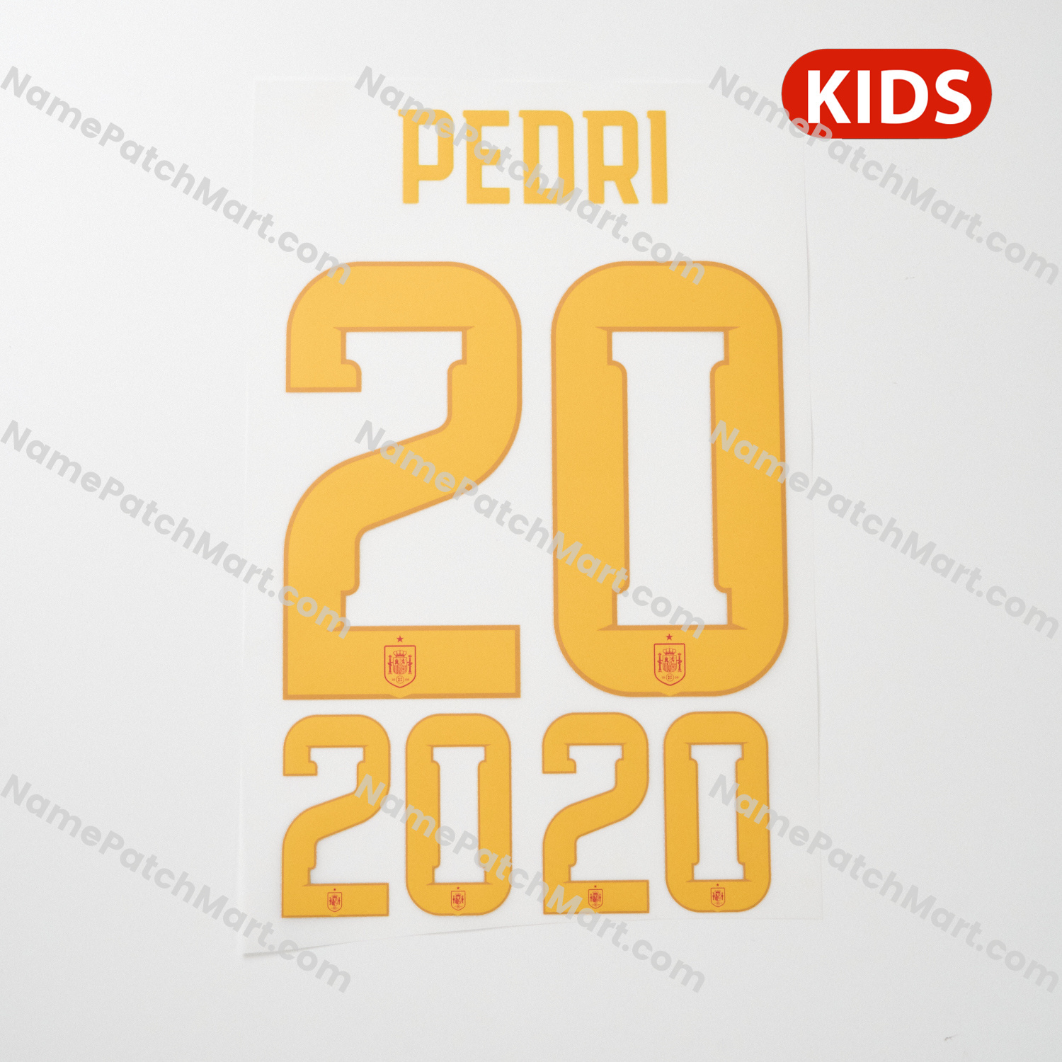 Pedri #20 (World Cup 26) - Spain 2026 Home KIDS  | Name Number Set - NamePatchMart.COM