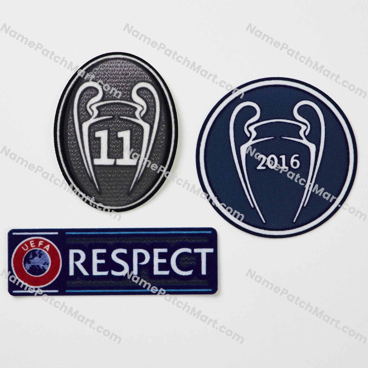 2016-17 Real Madrid Champions League Patch Set 2 ( 2016 Winners + 11 Times Winner + Respect)  | Name Number Set - NamePatchMart.COM