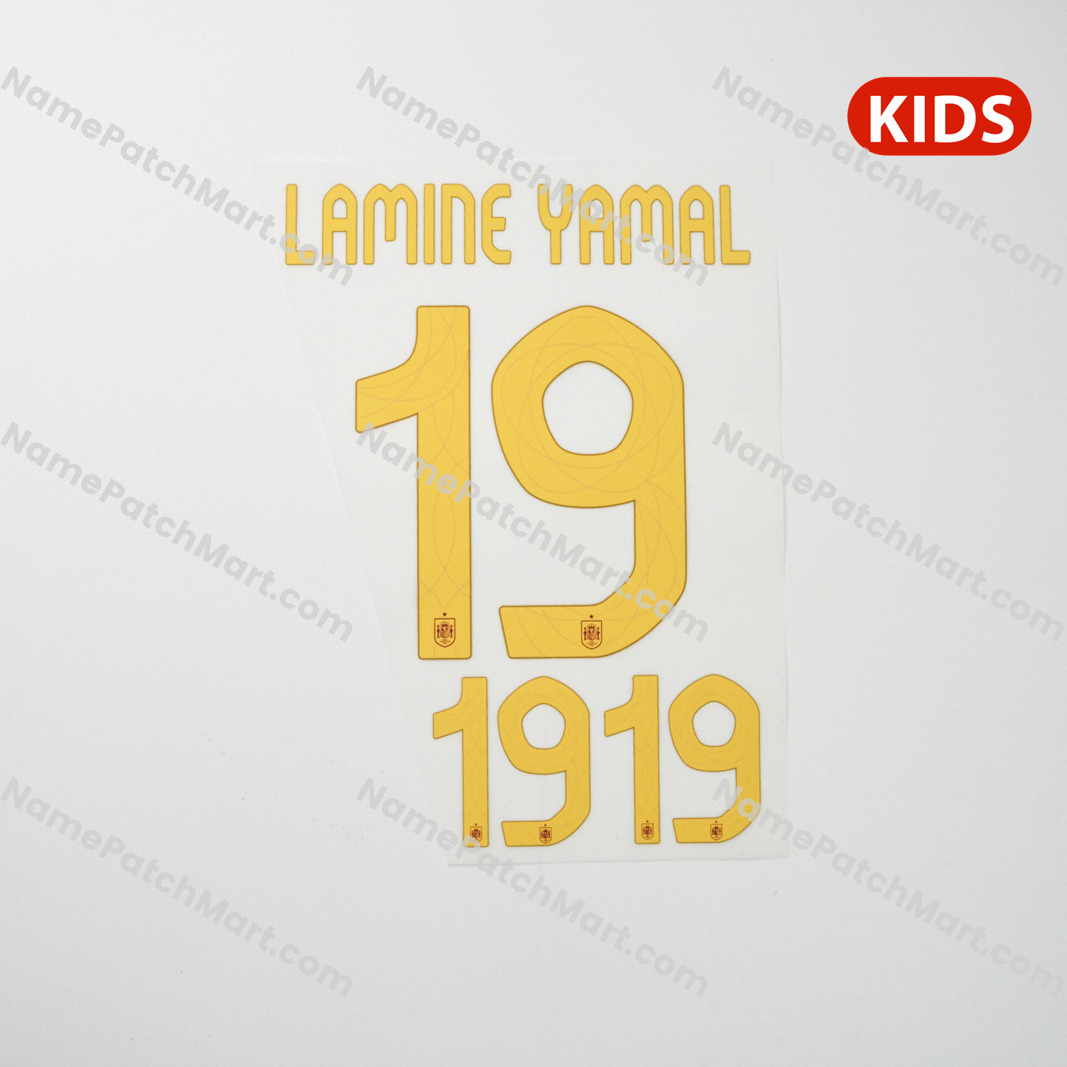 KIDS Lamine Yamal #19 - Spain 2024 Home  | Name Number Set - NamePatchMart.COM
