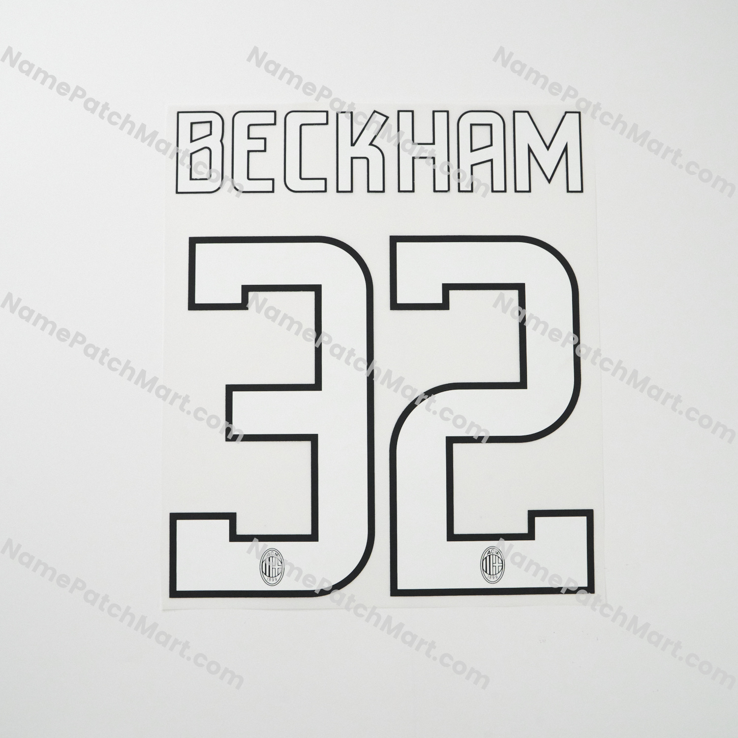 Beckham #32 - AC Milan 2008-09 Home  | Name Number Set - NamePatchMart.COM