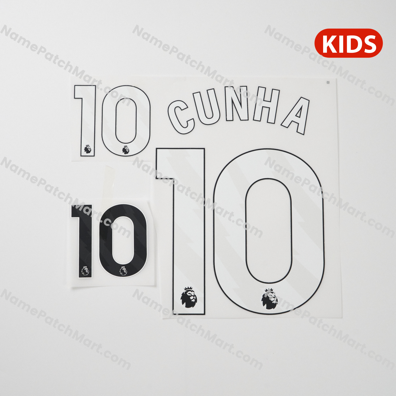 KIDS Cunha #10 (Premier League) - Manchester United 25-26 Home  | Name Number Set - NamePatchMart.COM