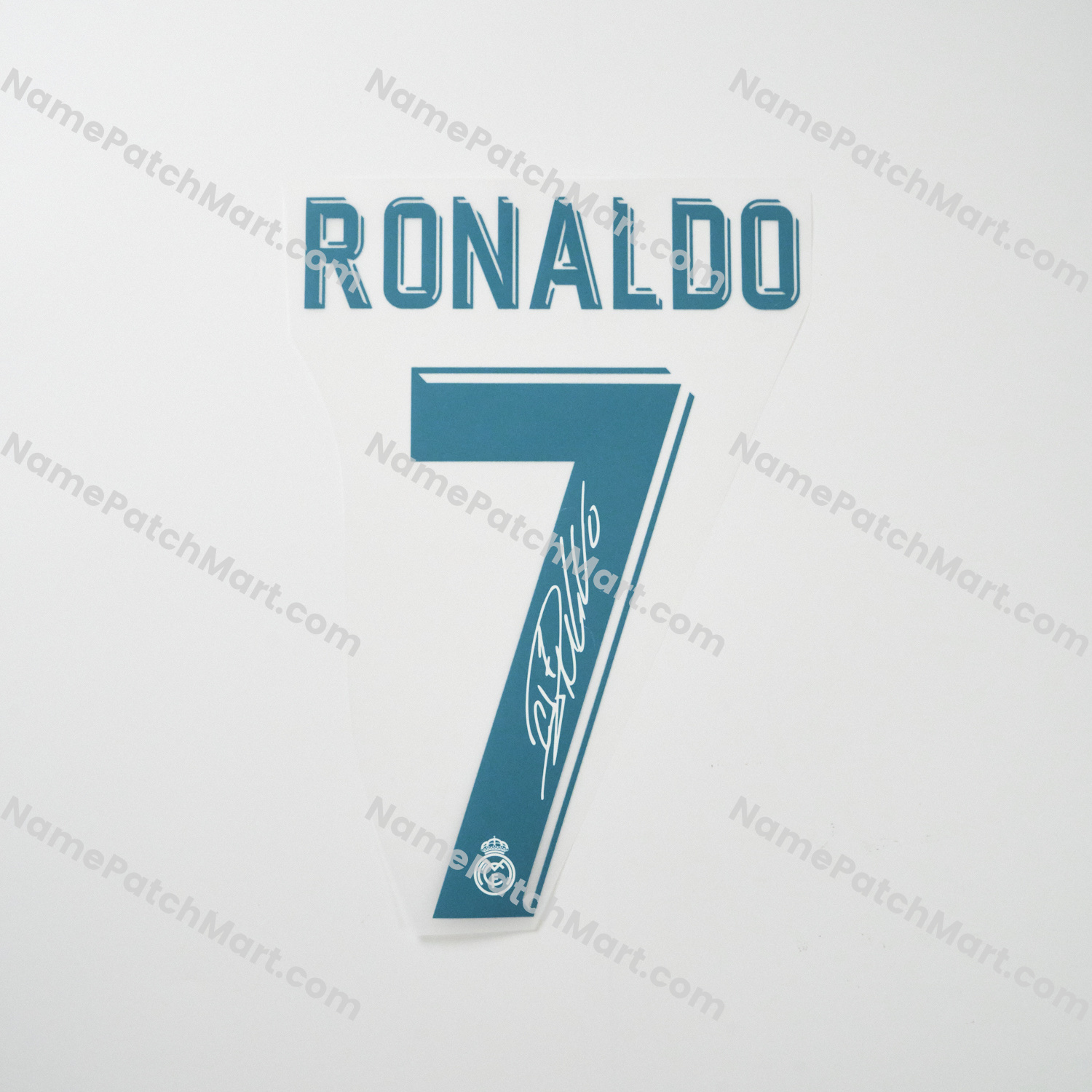 Ronaldo #7 (Champions League) - Real Madrid 2017-18 Home With Signature  | Name Number Set - NamePatchMart.COM