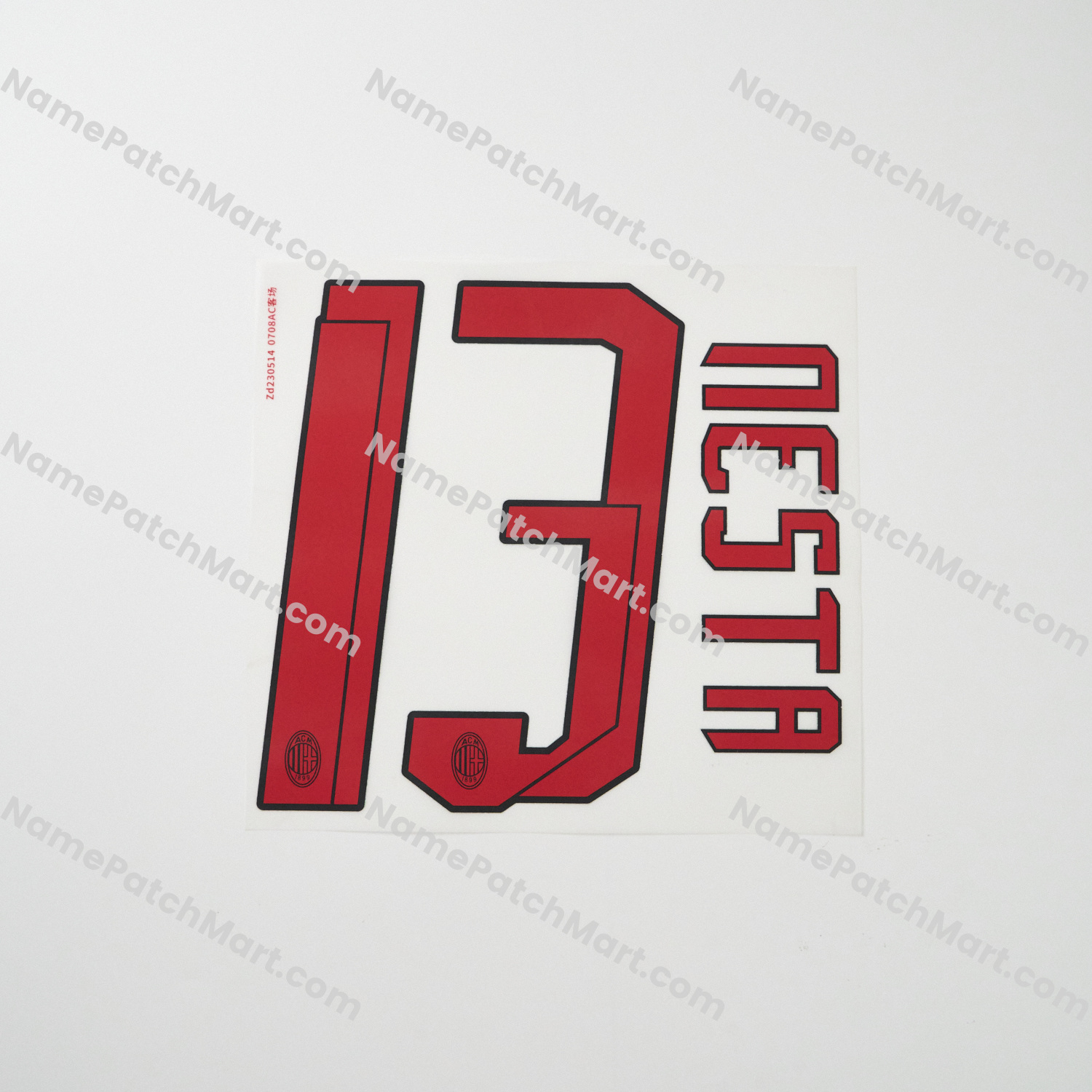 Nesta #13 - AC Milan 2007-08 Away  | Name Number Set - NamePatchMart.COM