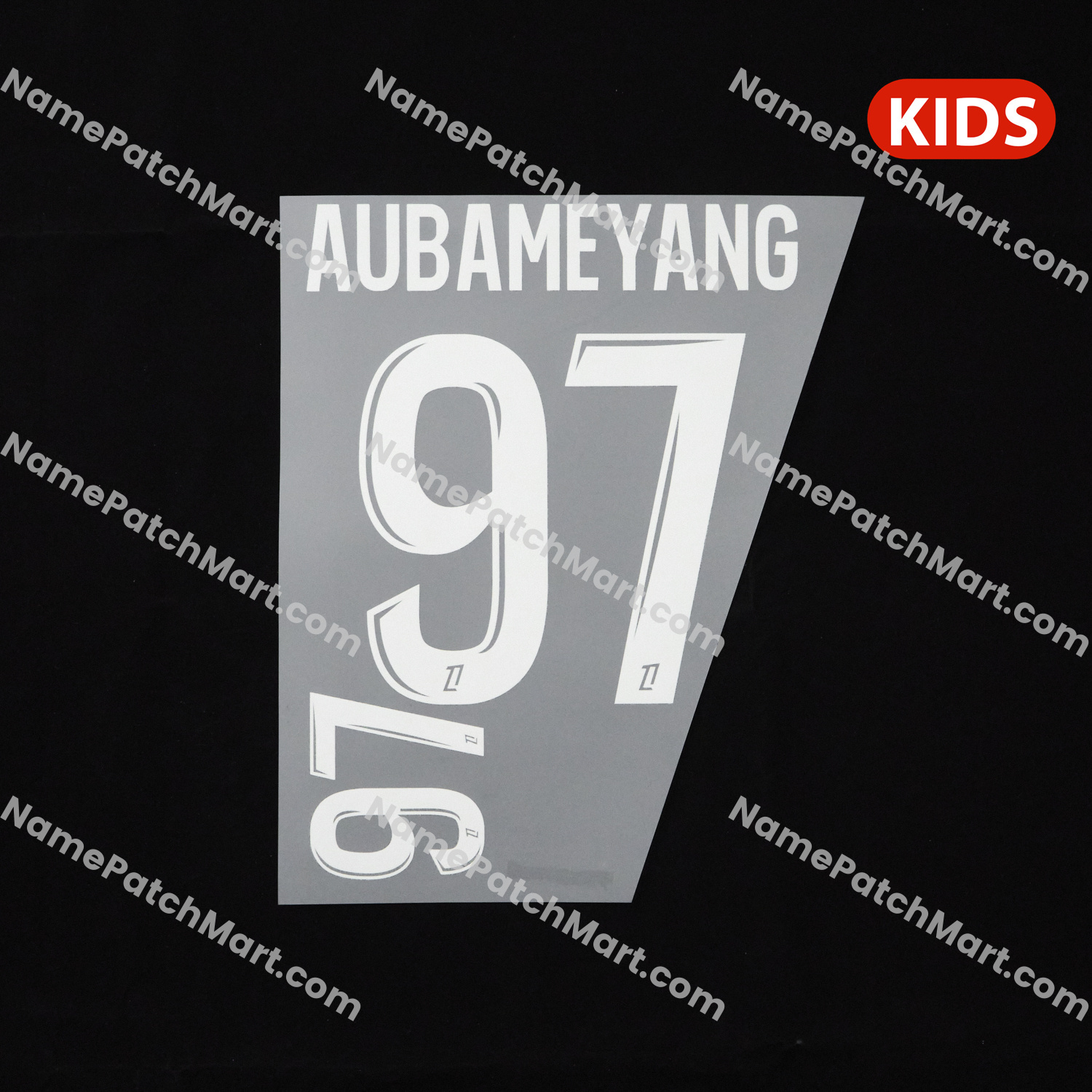 KIDS Aubameyang #97 (Ligue 1) - Marseille 25-26 Away and Third  | Name Number Set - NamePatchMart.COM