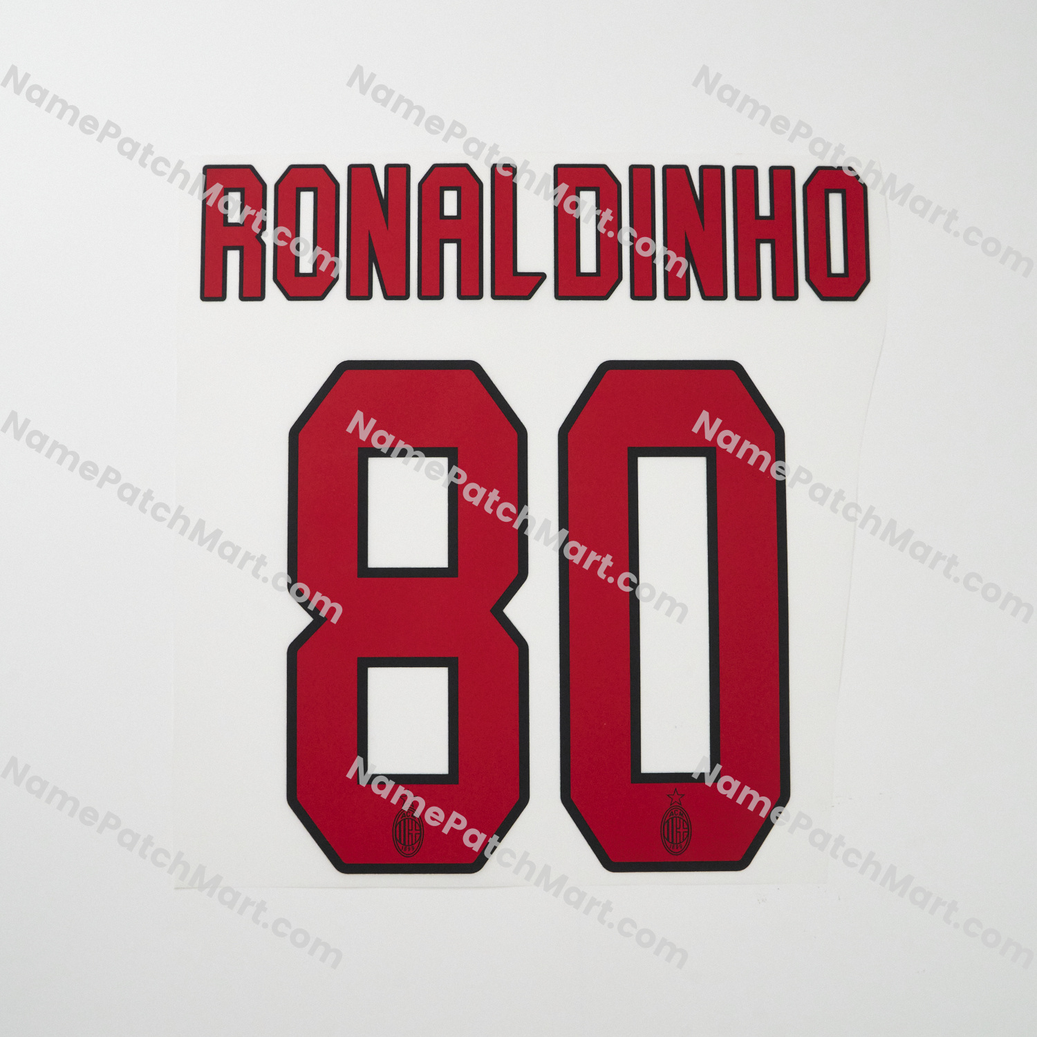 Ronaldinho #80 - AC Milan 2004-07 Away  | Name Number Set - NamePatchMart.COM
