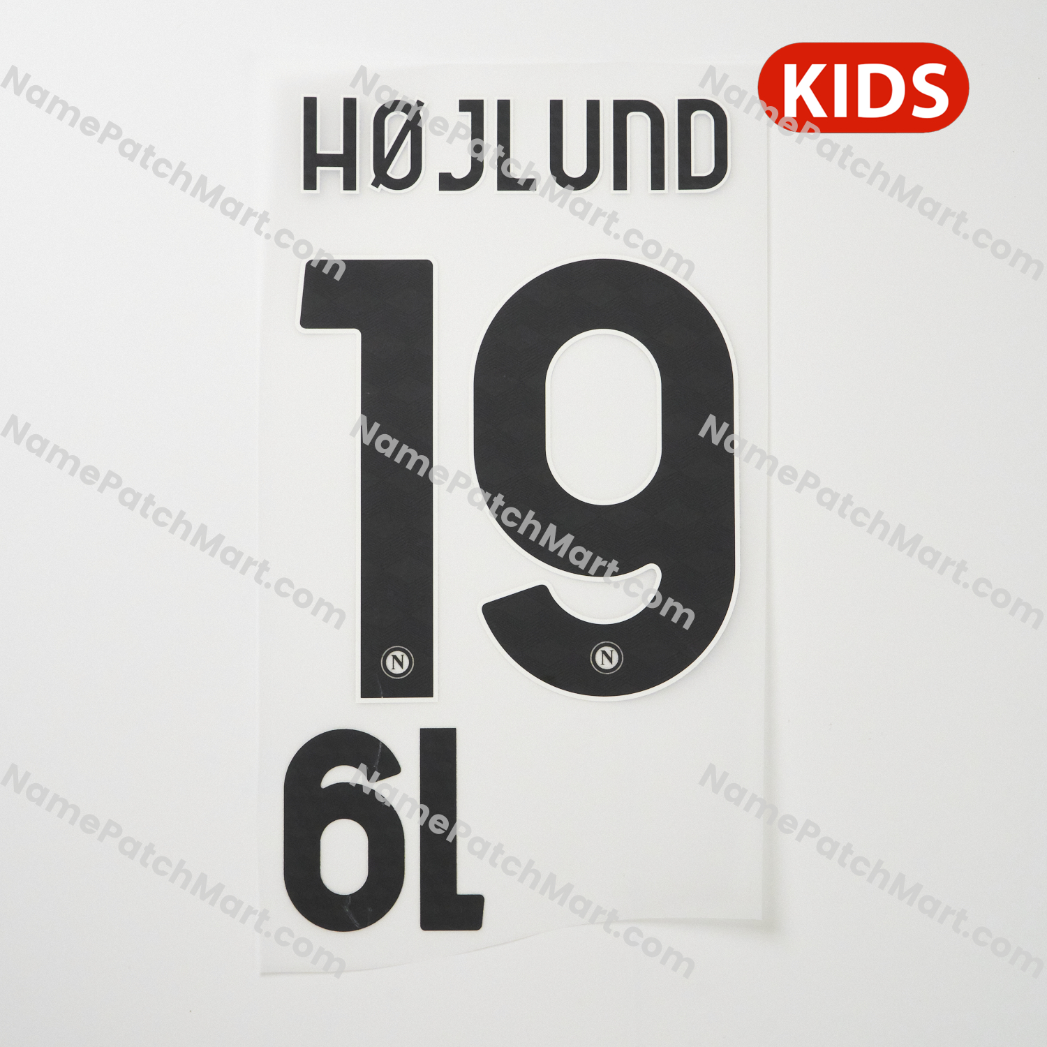 KIDS Højlund #19 - Napoli 25-26 Away - Black  | Name Number Set - NamePatchMart.COM