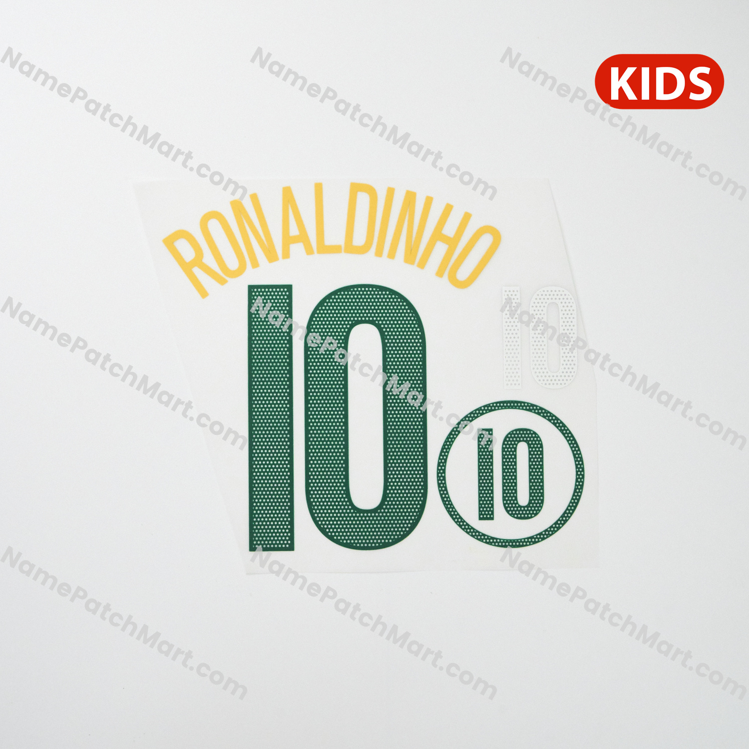 KIDS Ronaldinho #10 - Brazil 2004 Home  | Name Number Set - NamePatchMart.COM