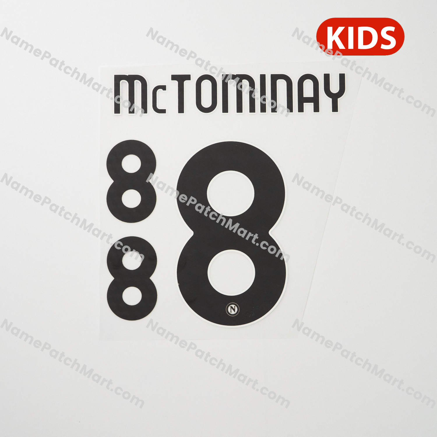 KIDS McTominay #8 - Napoli 25-26 Away - Black  | Name Number Set - NamePatchMart.COM
