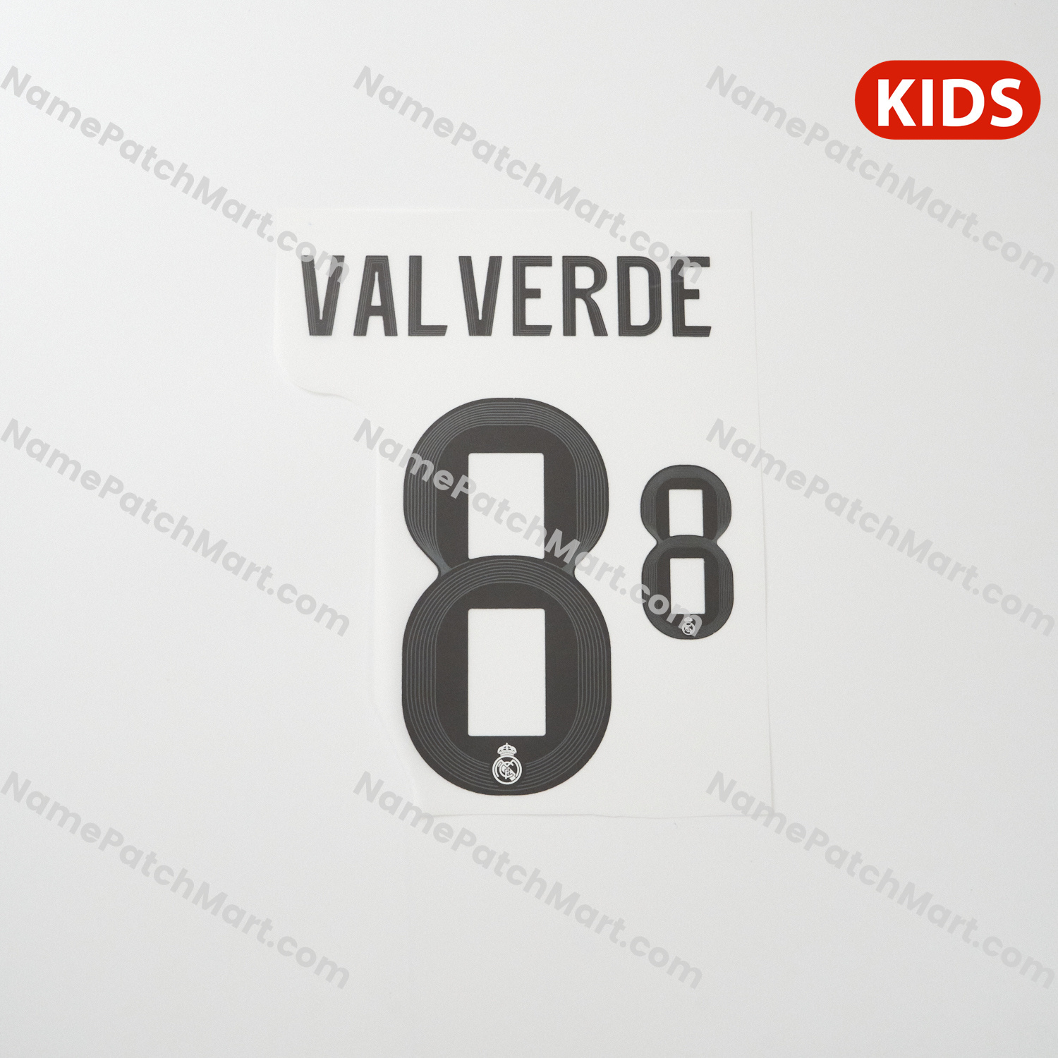 Valverde #8 (Champions League) - Real Madrid 25-26 Home KIDS  | Name Number Set - NamePatchMart.COM