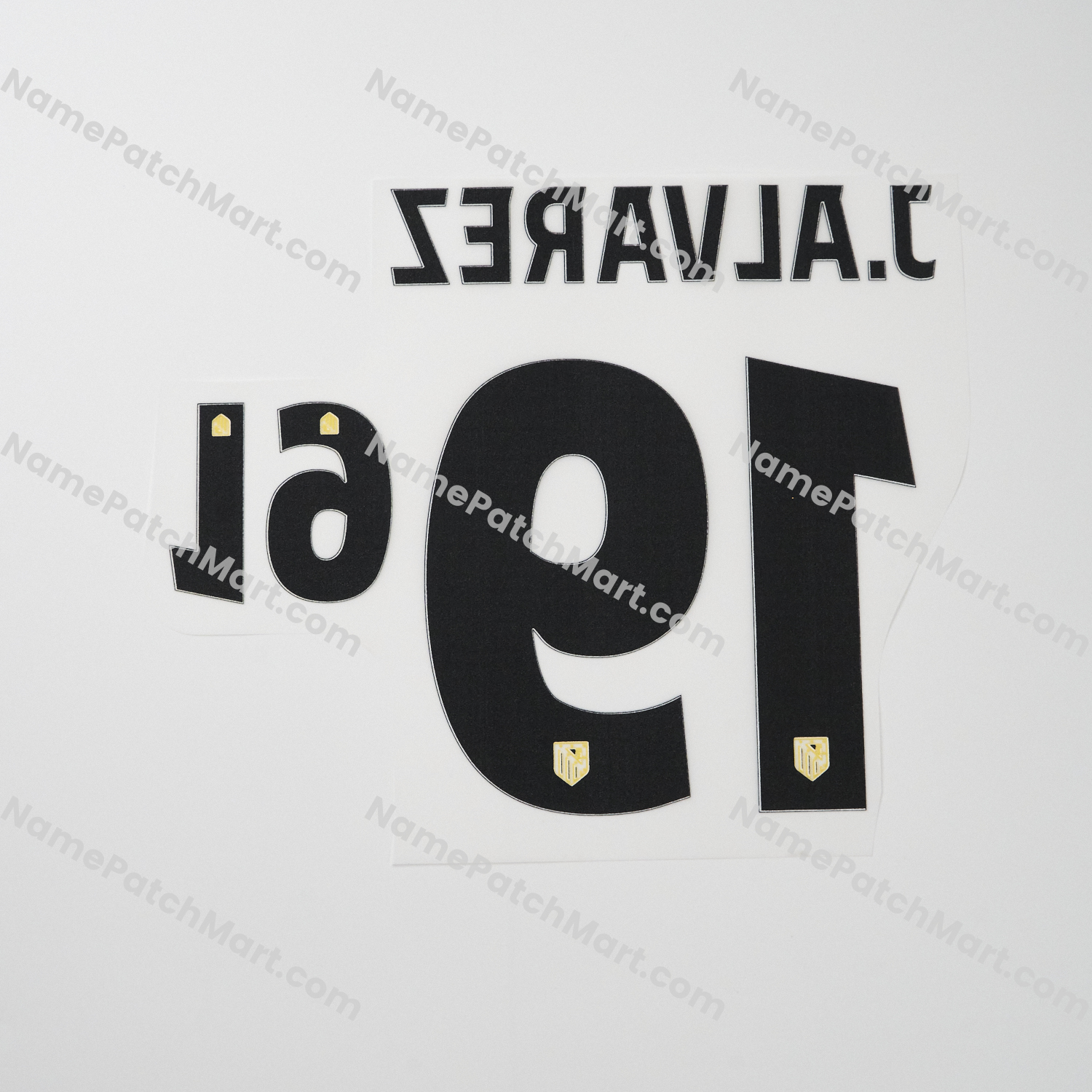 KIDS J. Álvarez #19 (Champions League) - Atletico Madrid 25-26 Away  | Name Number Set - NamePatchMart.COM