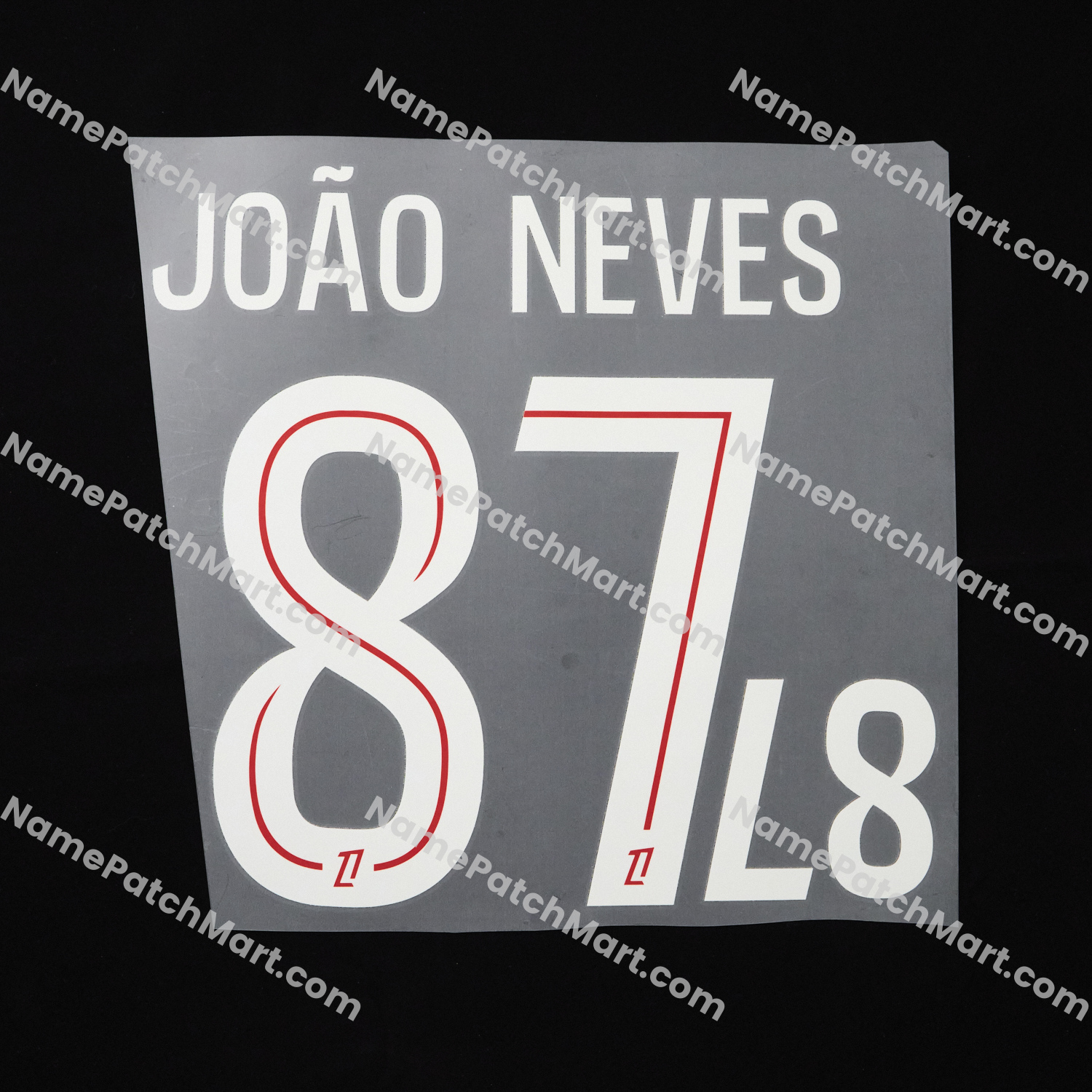 João Neves #87 (Ligue 1) - Paris Saint-Germain PSG 25-26 Home  | Name Number Set - NamePatchMart.COM