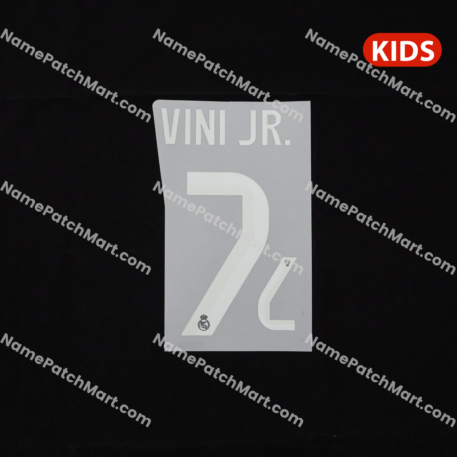 KIDS Vini Jr. #7 (Champions League) - Real Madrid 25-26 Away  | Name Number Set - NamePatchMart.COM