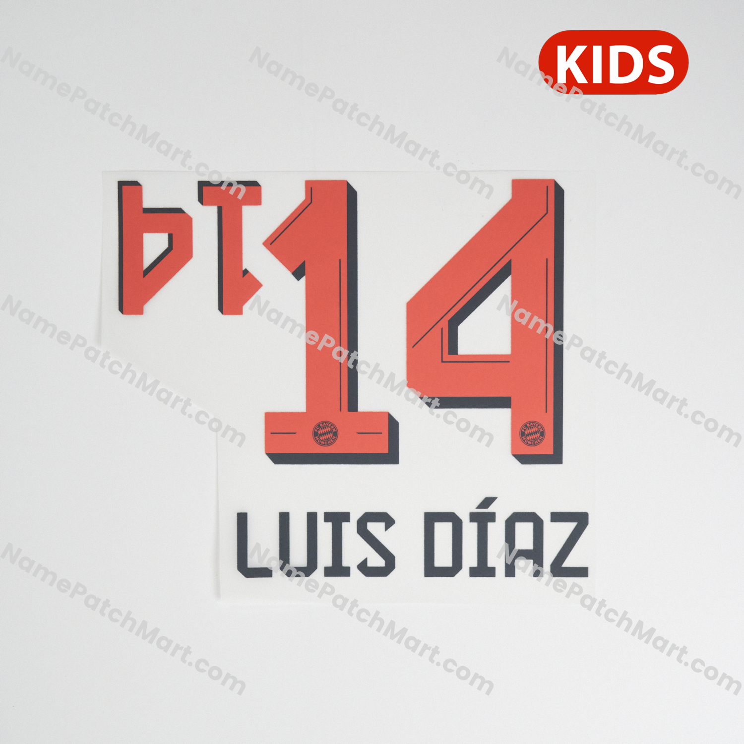 KIDS Luis Díaz #14 - Bayern Munich 25-26 Away  | Name Number Set - NamePatchMart.COM