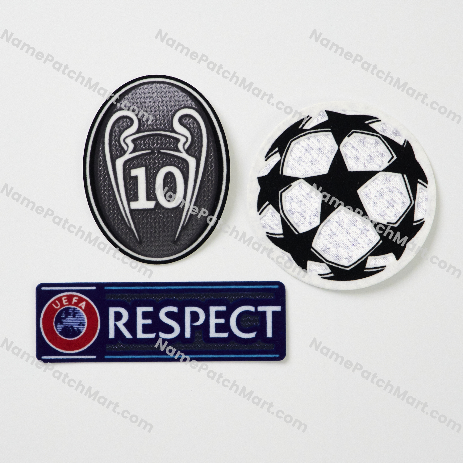 2015-16 Real Madrid Champions League Patch Set ( UCL Starball + 10 Times Winner + Respect)  | Name Number Set - NamePatchMart.COM