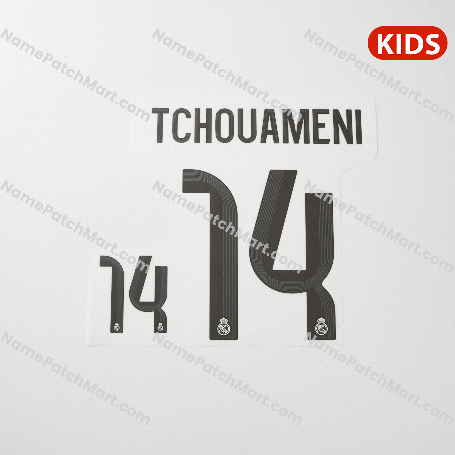 Tchouameni #14 (Champions League) - Real Madrid 25-26 Home KIDS  | Name Number Set - NamePatchMart.COM