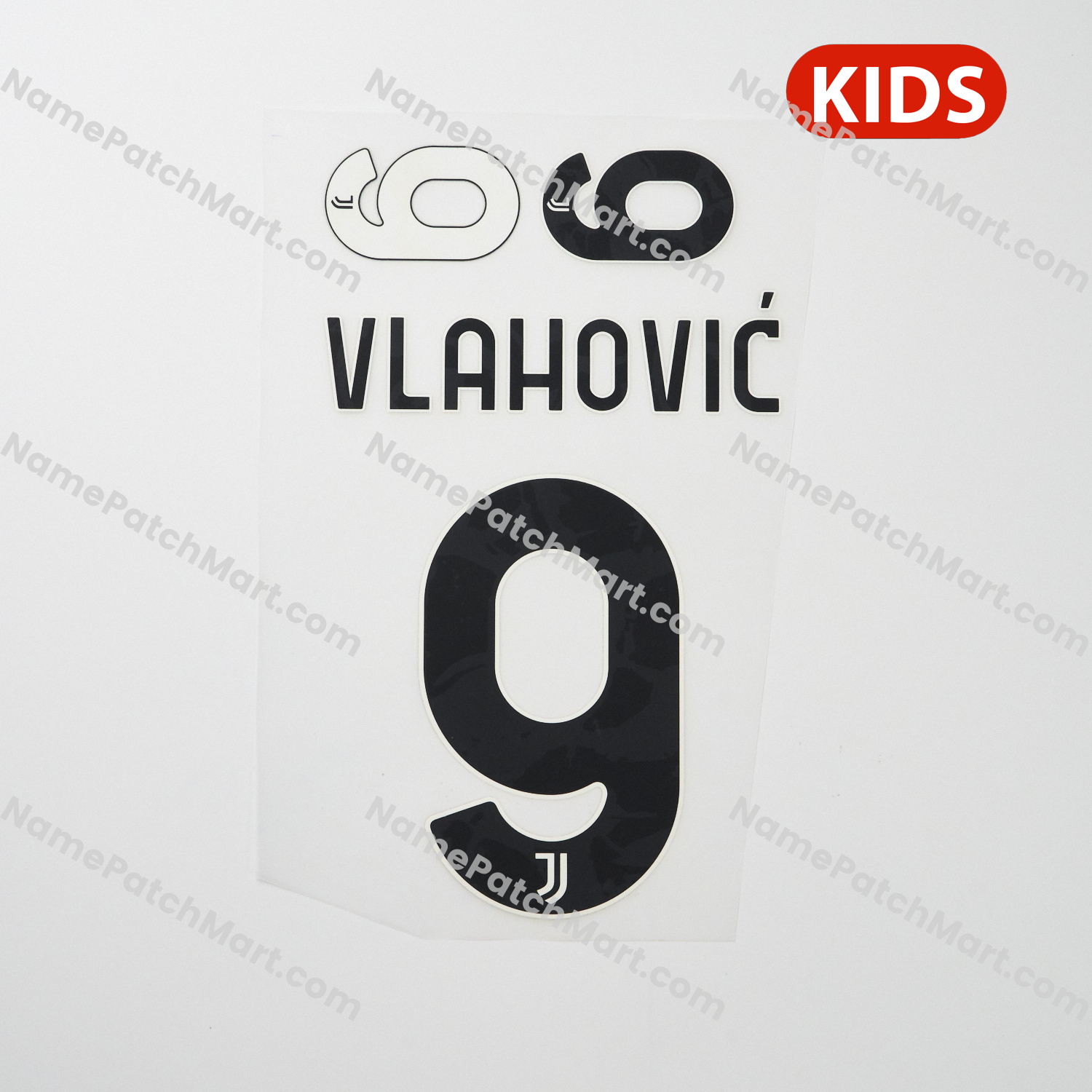 KIDS Vlahović #9 - Juventus 25-26 Home  | Name Number Set - NamePatchMart.COM