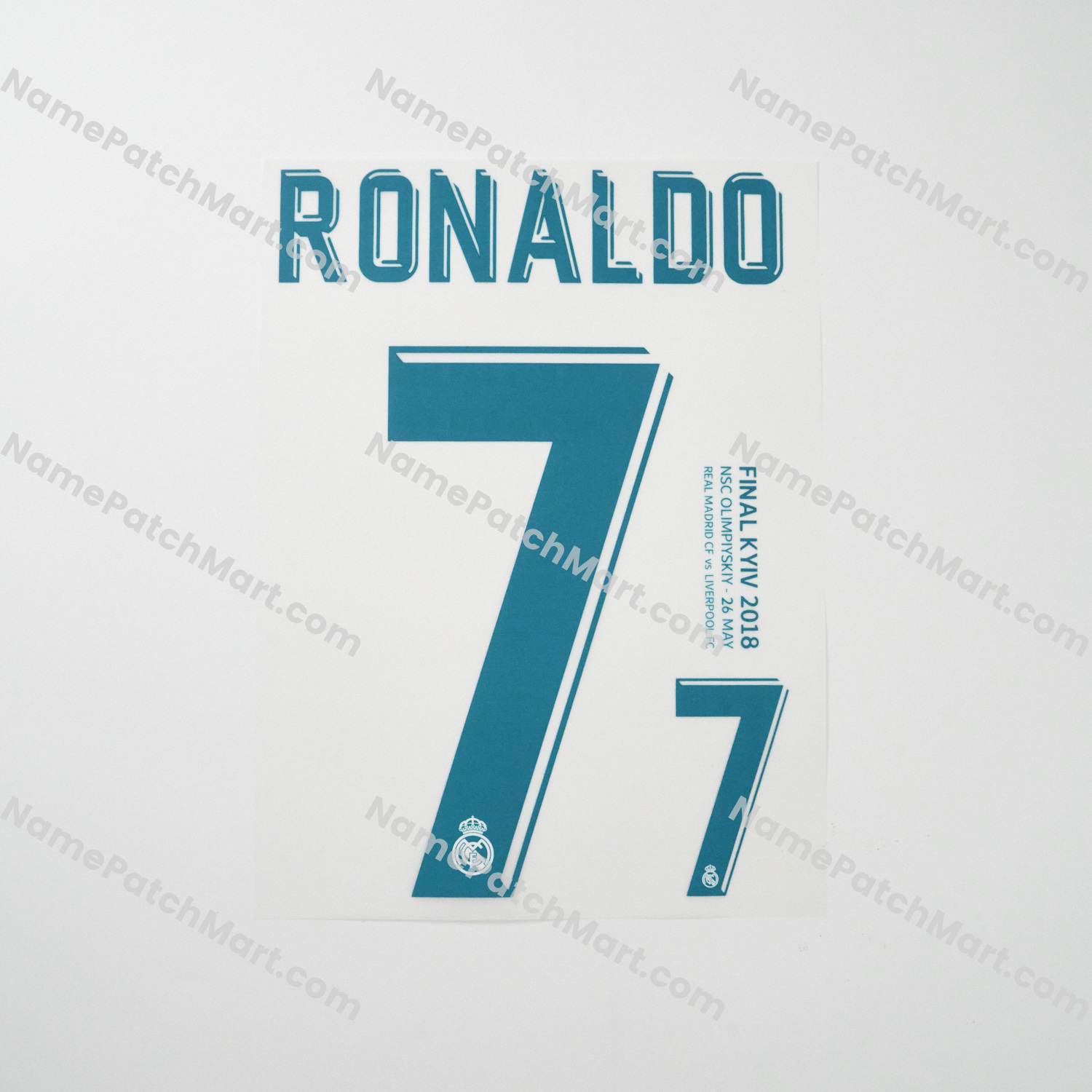 Ronaldo #7 (Champions League) - Real Madrid 2017-18 Home  | Name Number Set - NamePatchMart.COM