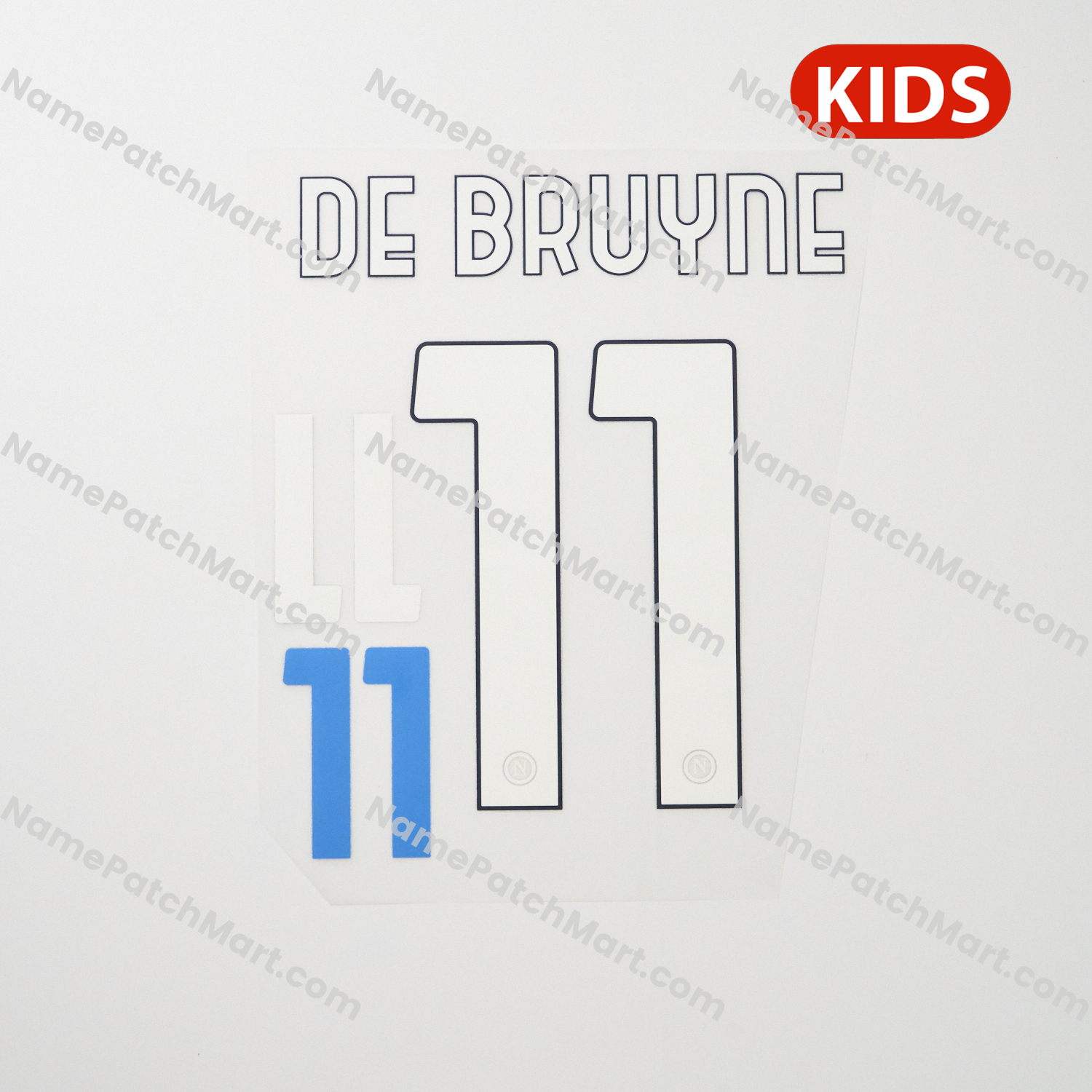 KIDS De Bruyne #11 (Series A) - Napoli 25-26 Home  | Name Number Set - NamePatchMart.COM