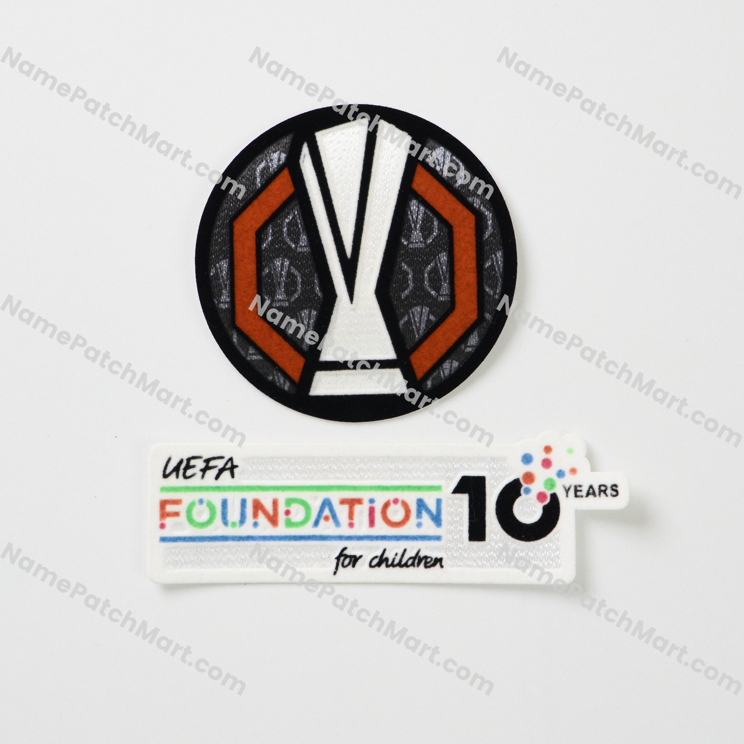 2025-26 Europa League + 10th Anniversary Foundation Patch Set  | Name Number Set - NamePatchMart.COM