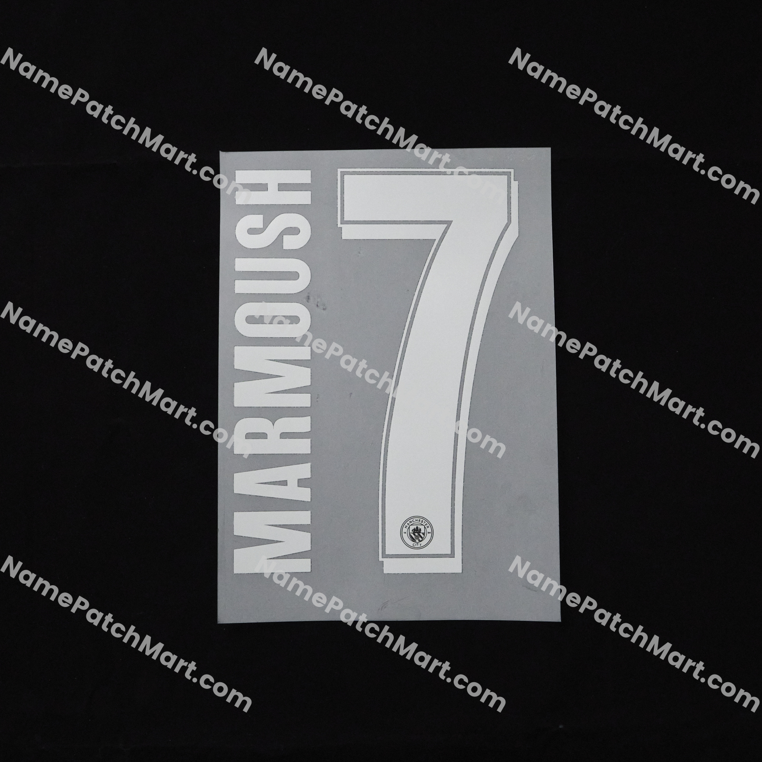 Marmoush #7 (Champions League) - Manchester City 25-26 Away  | Name Number Set - NamePatchMart.COM