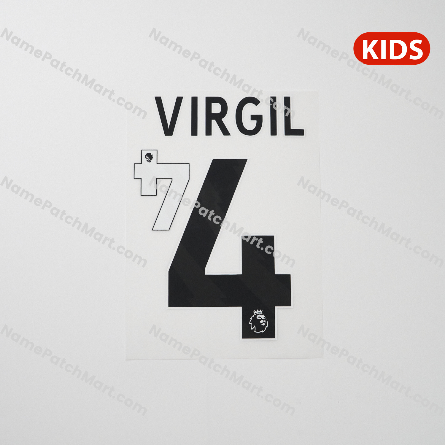KIDS Virgil #4 (Premier League) - Liverpool 25-26 Away  | Name Number Set - NamePatchMart.COM
