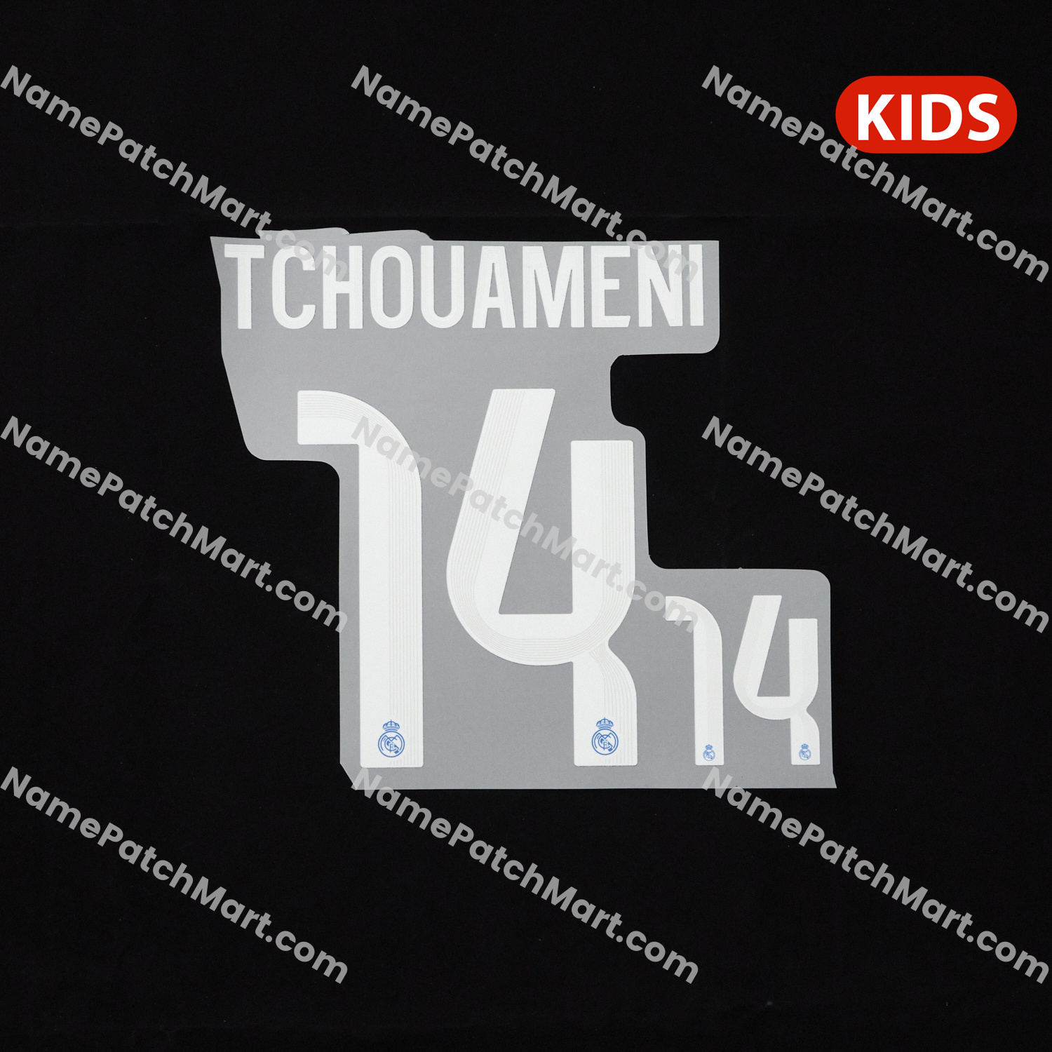 KIDS Tchouameni #14 (Champions League) - Real Madrid 25-26 Third  | Name Number Set - NamePatchMart.COM
