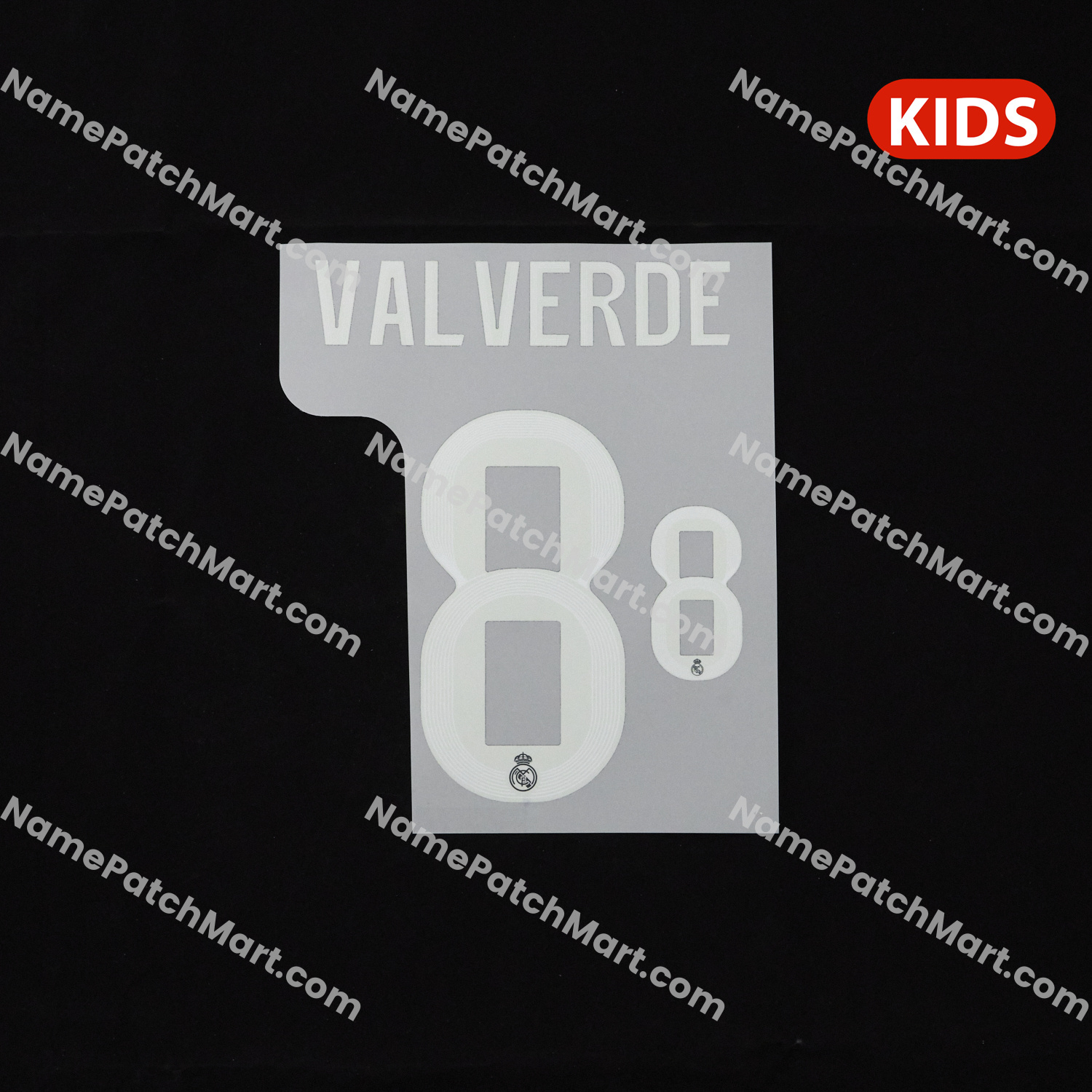 KIDS Valverde #8 (Champions League) - Real Madrid 25-26 Away  | Name Number Set - NamePatchMart.COM