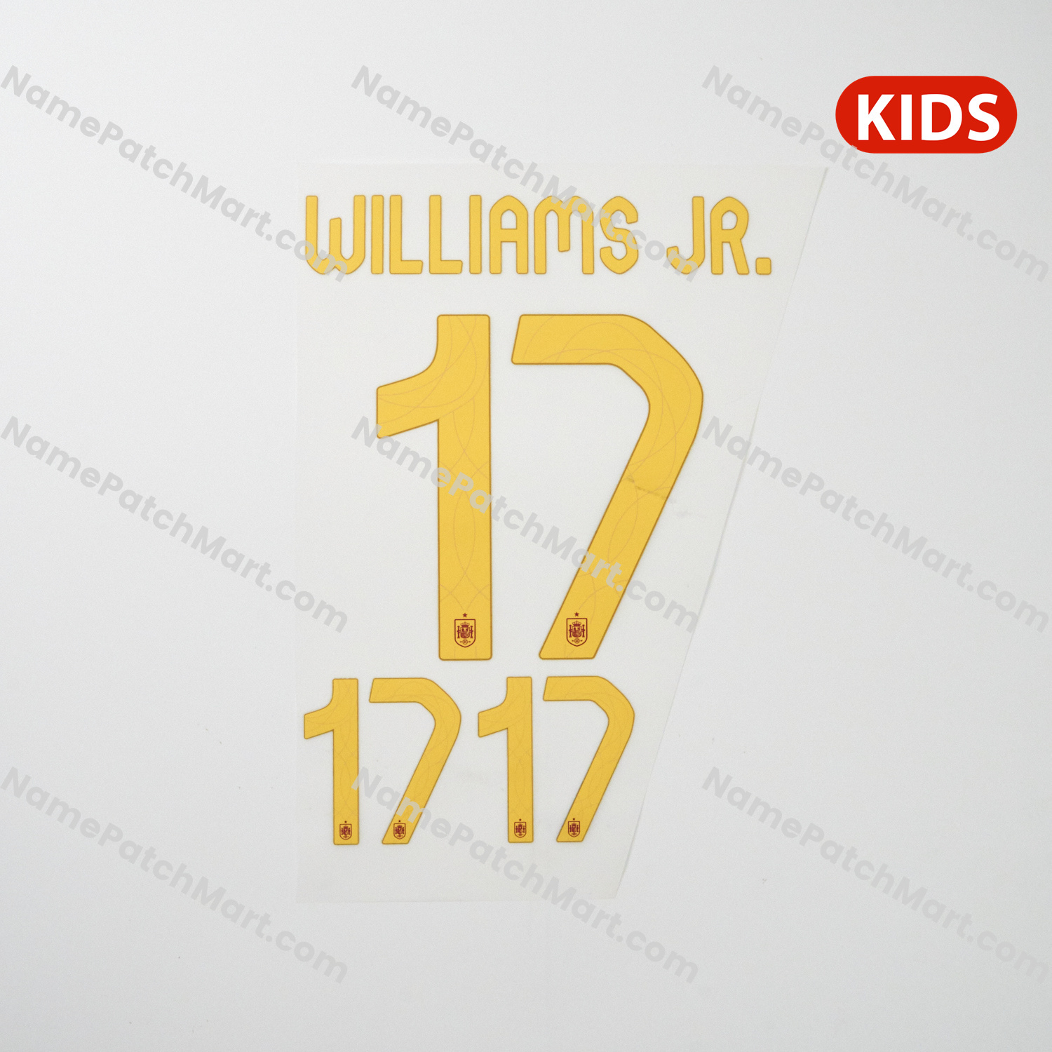 KIDS Williams Jr. #17 - Spain 2024 Home  | Name Number Set - NamePatchMart.COM