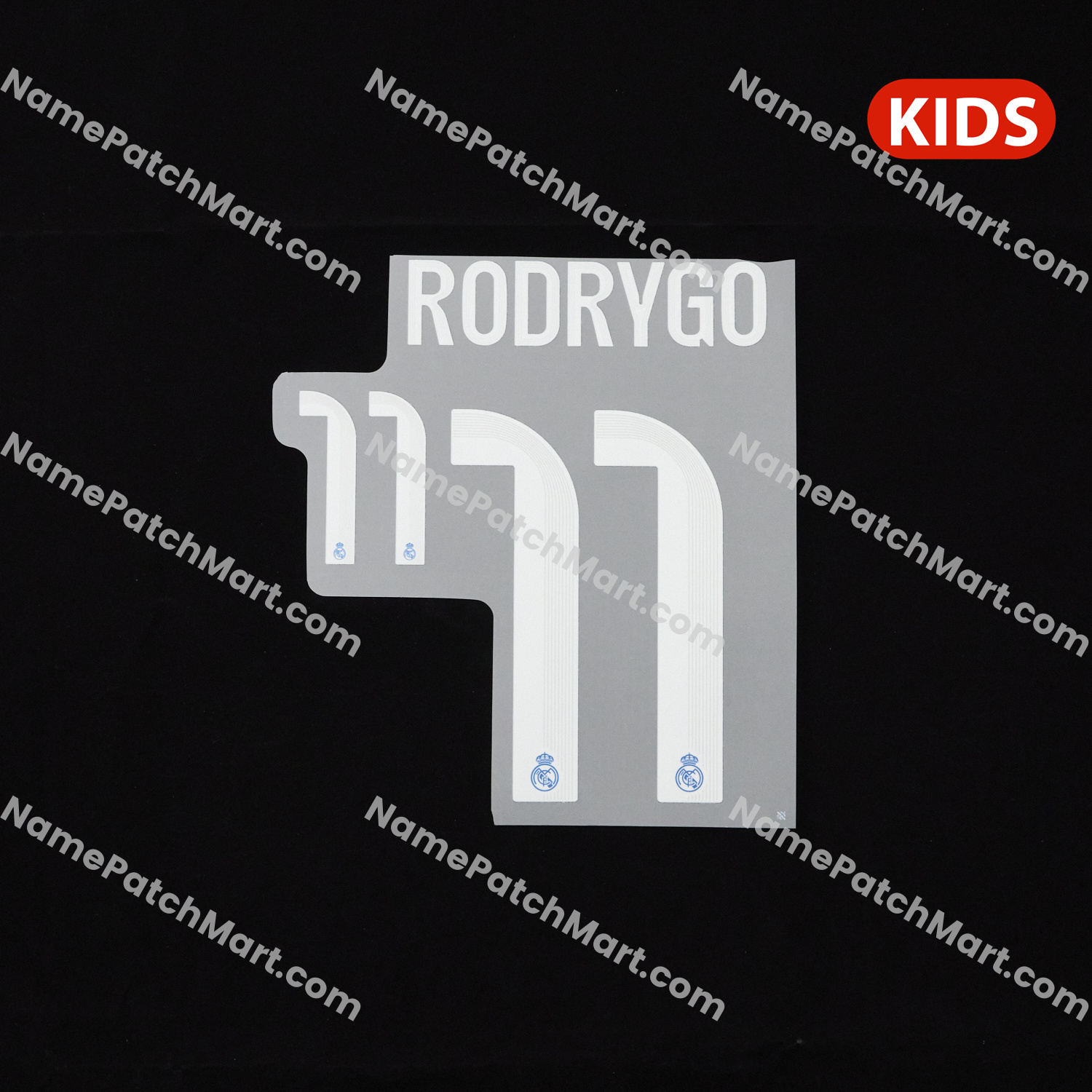 KIDS Rodrygo #11 (Champions League) - Real Madrid 25-26 Third  | Name Number Set - NamePatchMart.COM