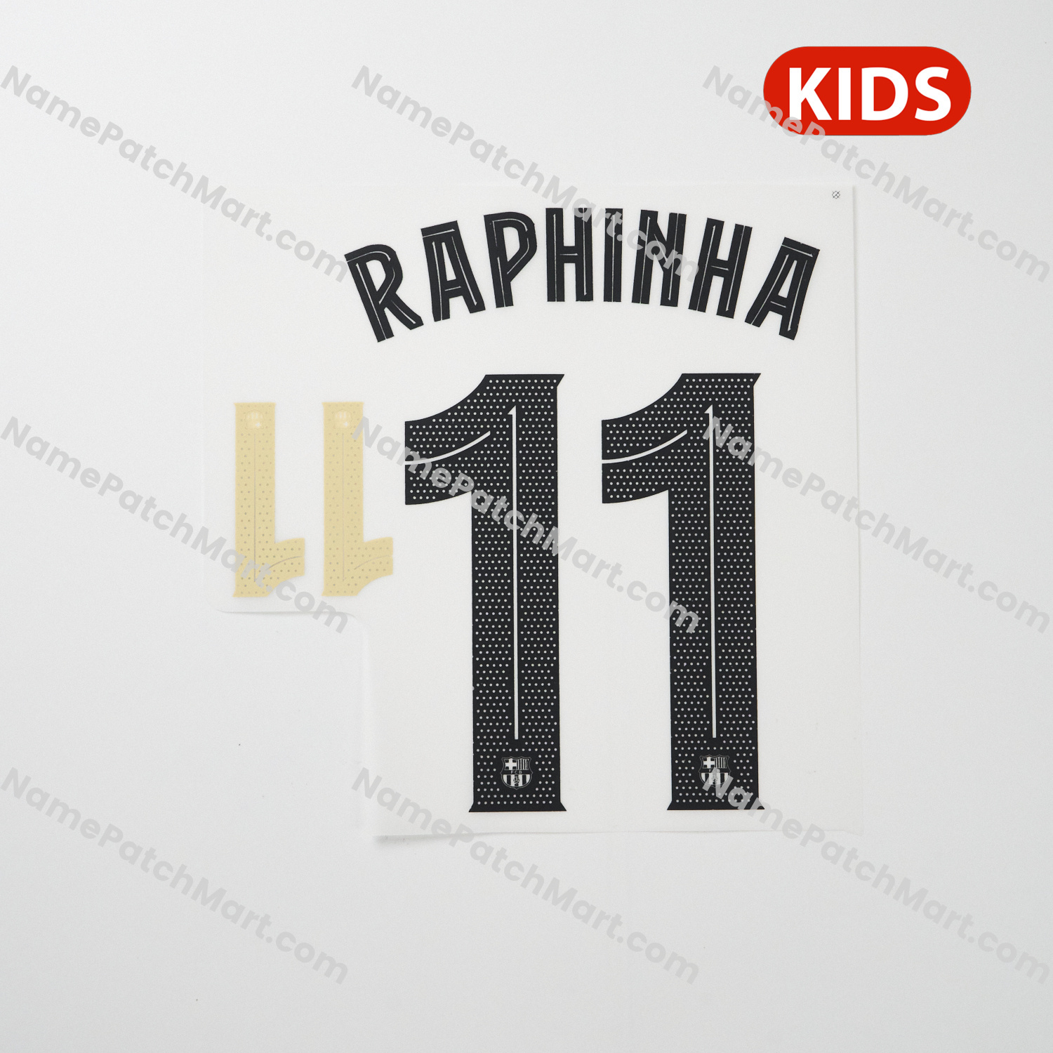 KIDS Raphinha #11 (Champions League) - Barcelona 25-26 Away  | Name Number Set - NamePatchMart.COM