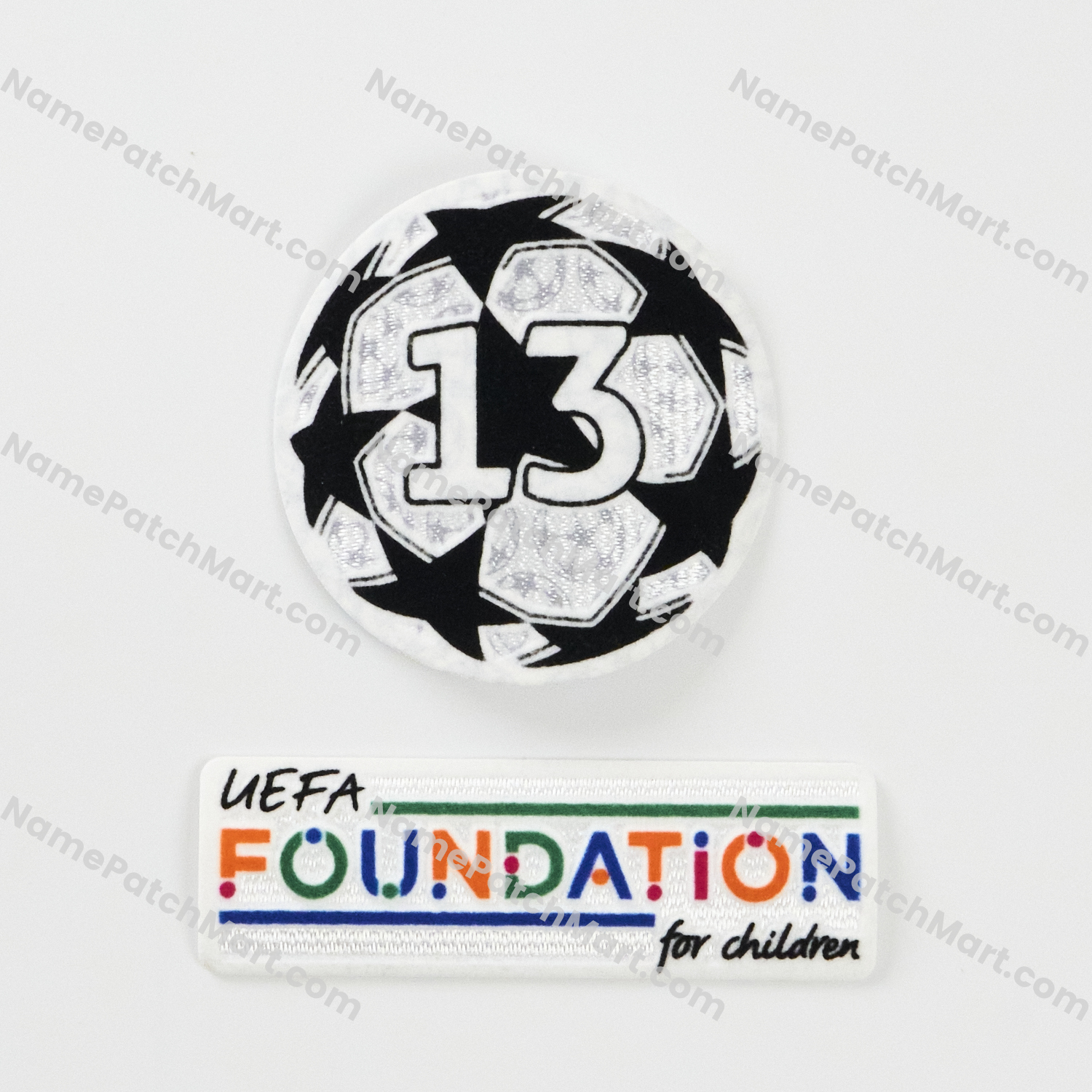 21-24 UCL Starball 13 Times Winner + UEFA Foundation Patch Set  | Name Number Set - NamePatchMart.COM