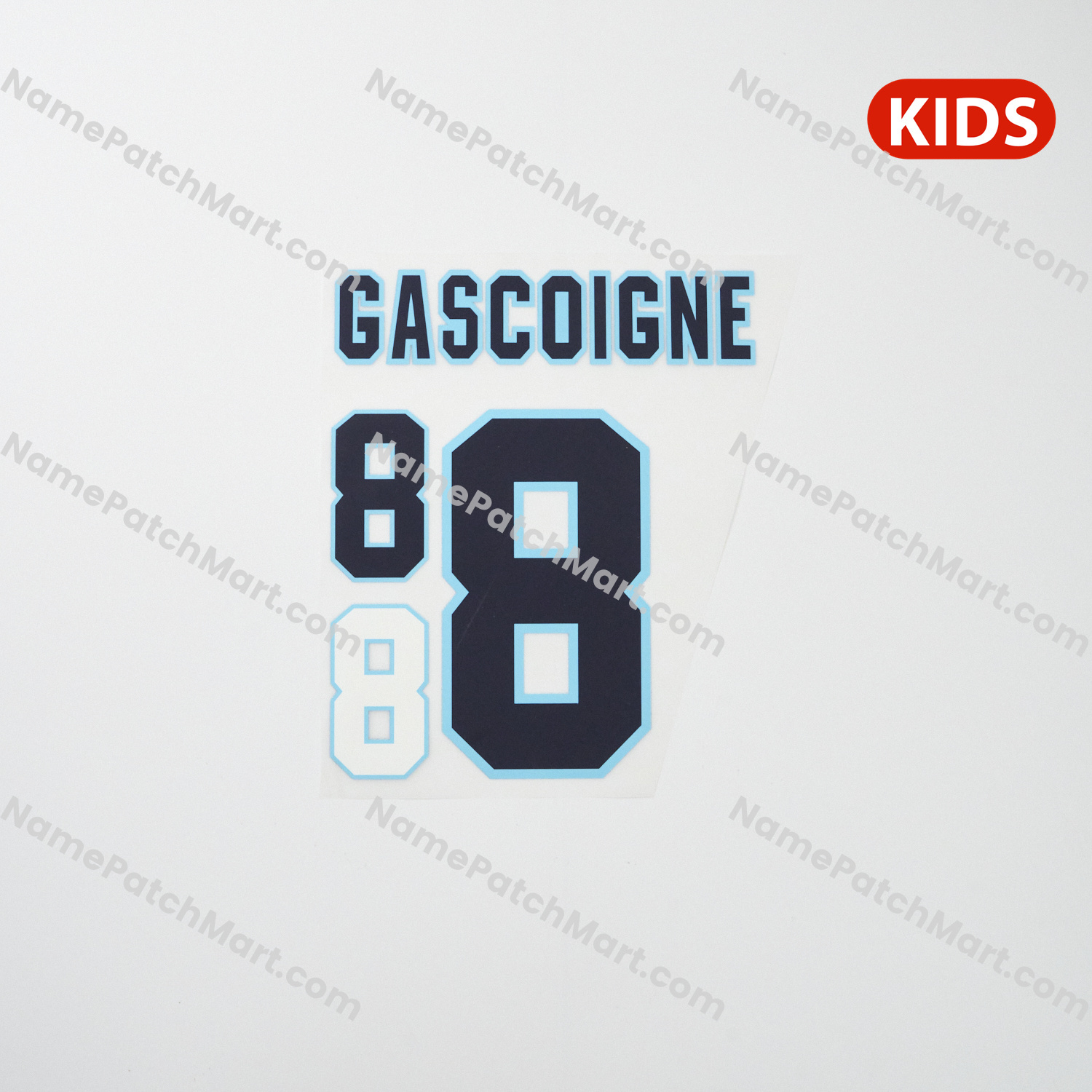 KIDS Gascoigne #8 - England 1996 Home  | Name Number Set - NamePatchMart.COM