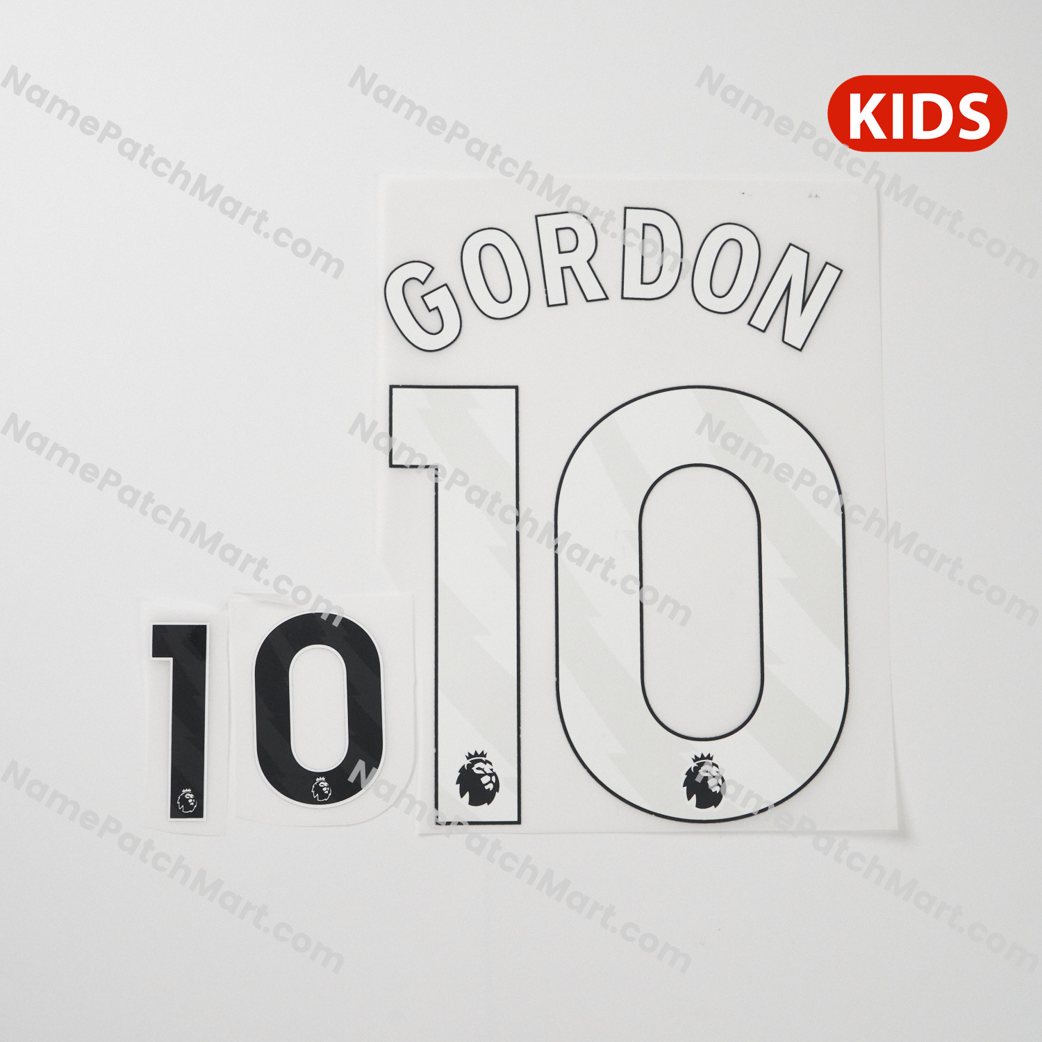KIDS Gordon #10 (Premier League) - Newcastle United 25-26 Away  | Name Number Set - NamePatchMart.COM