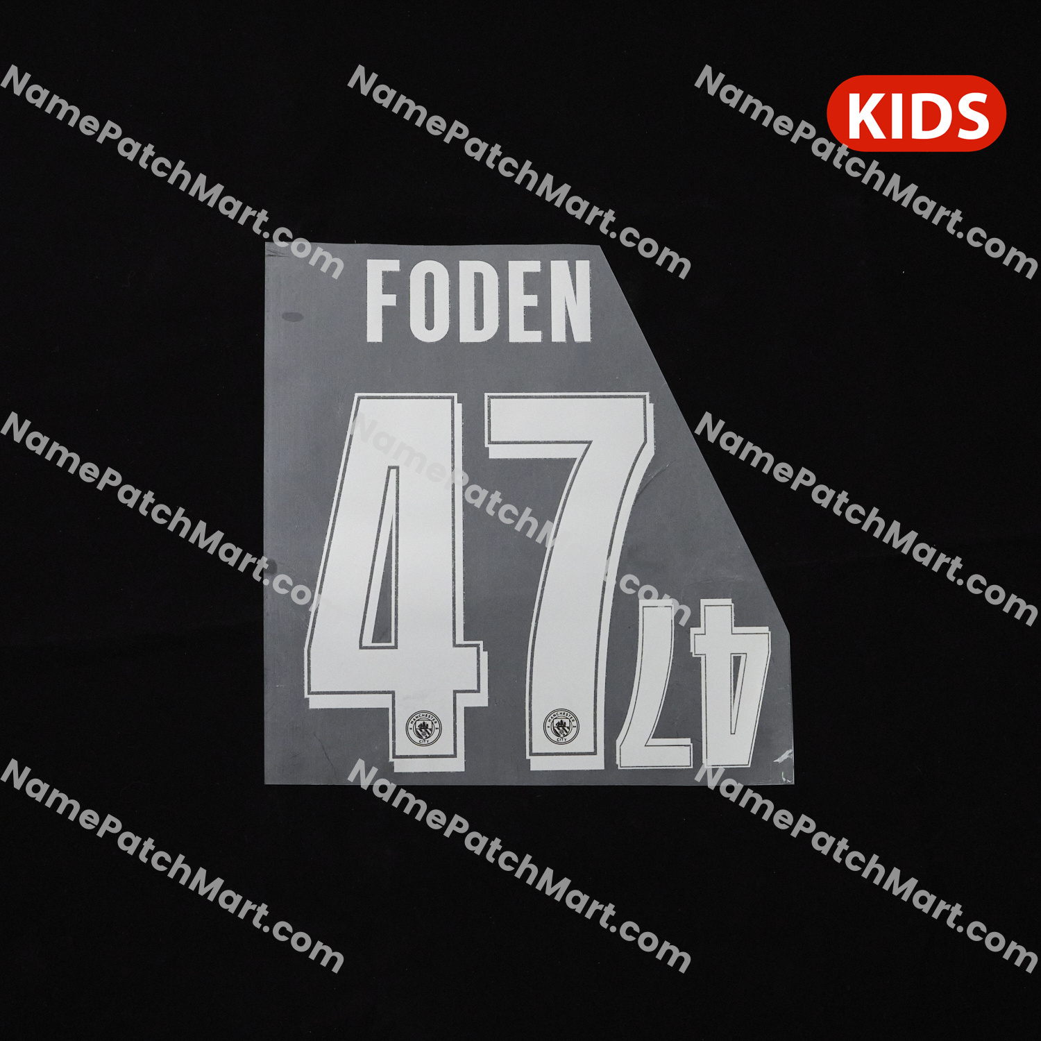 KIDS Foden #47 (Champions League) - Manchester City 25-26 Away  | Name Number Set - NamePatchMart.COM