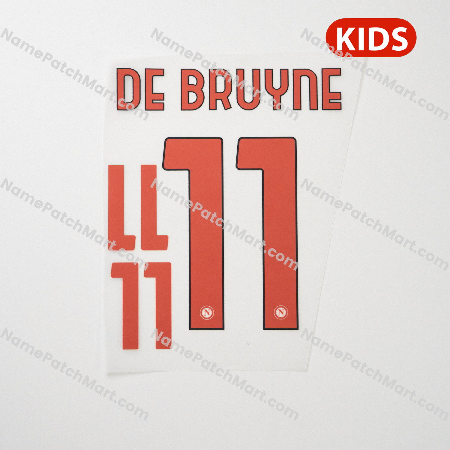 KIDS De Bruyne #11 (Halloween Special) - Napoli 25-26 - Orange  | Name Number Set - NamePatchMart.COM