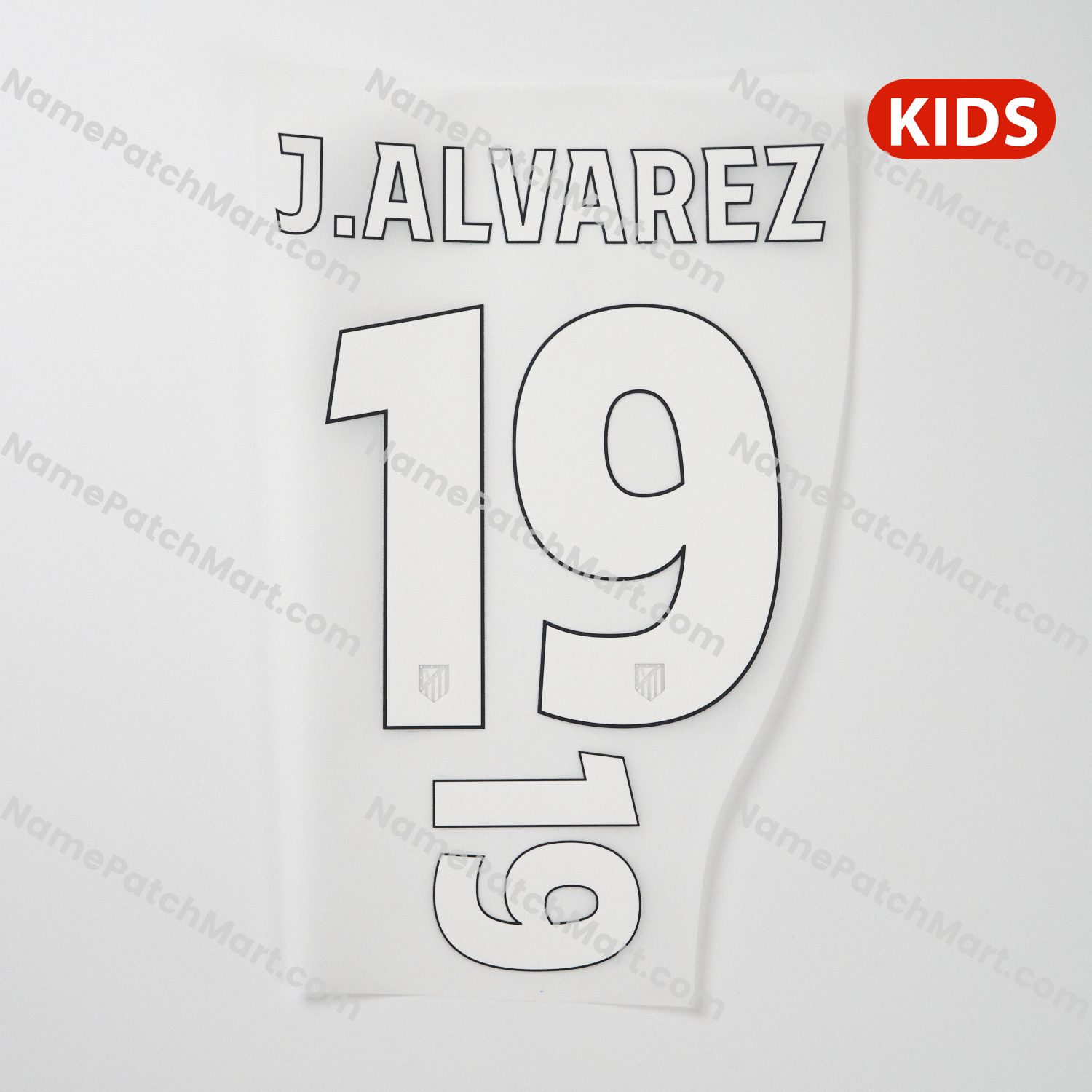 KIDS J. Álvarez #19 (Champions League) - Atletico Madrid 25-26 Third  | Name Number Set - NamePatchMart.COM