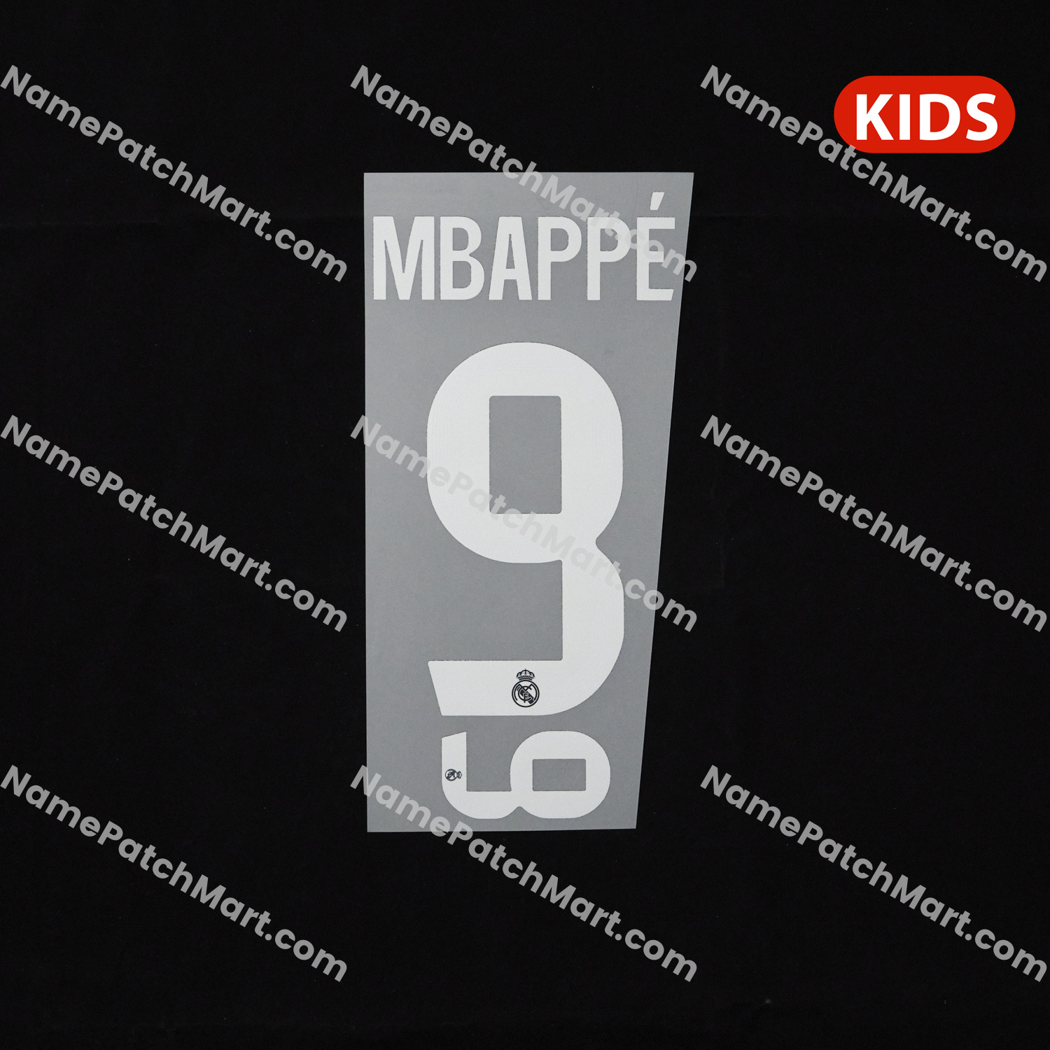KIDS Mbappé #9 (Champions League) - Real Madrid 25-26 Away  | Name Number Set - NamePatchMart.COM