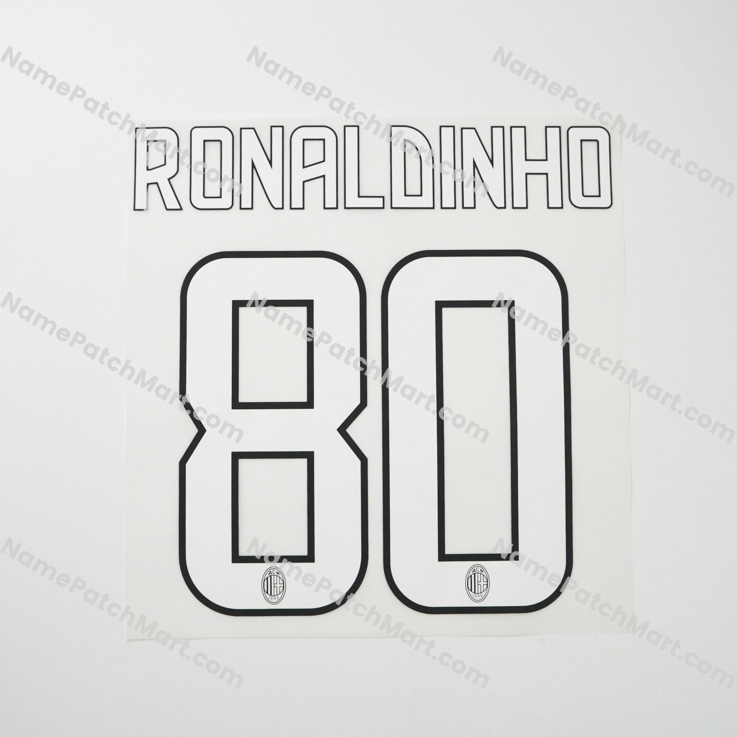 Ronaldinho #80 - AC Milan 2008-09 Home  | Name Number Set - NamePatchMart.COM