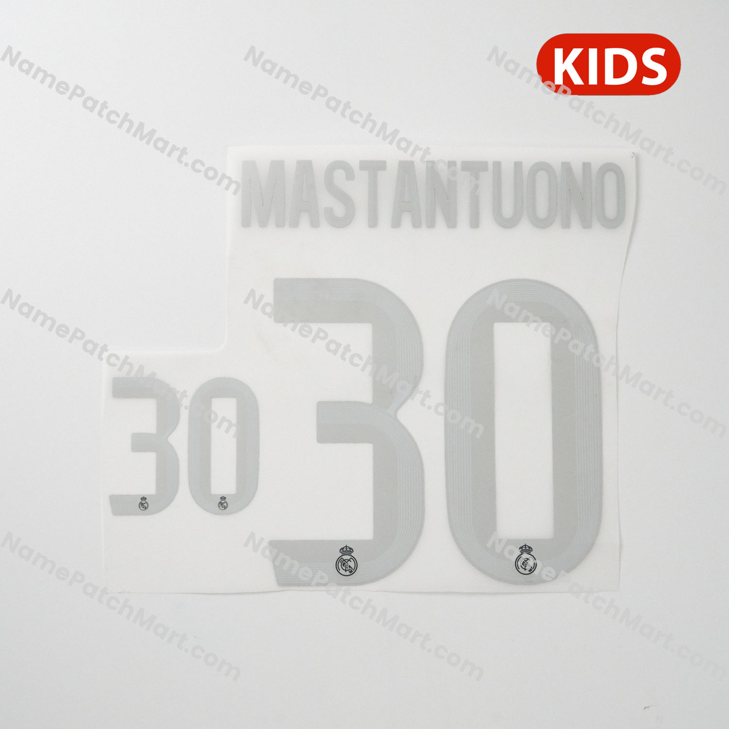 Mastantuono #30 (Champions League) - Real Madrid 25-26 Away KIDS  | Name Number Set - NamePatchMart.COM
